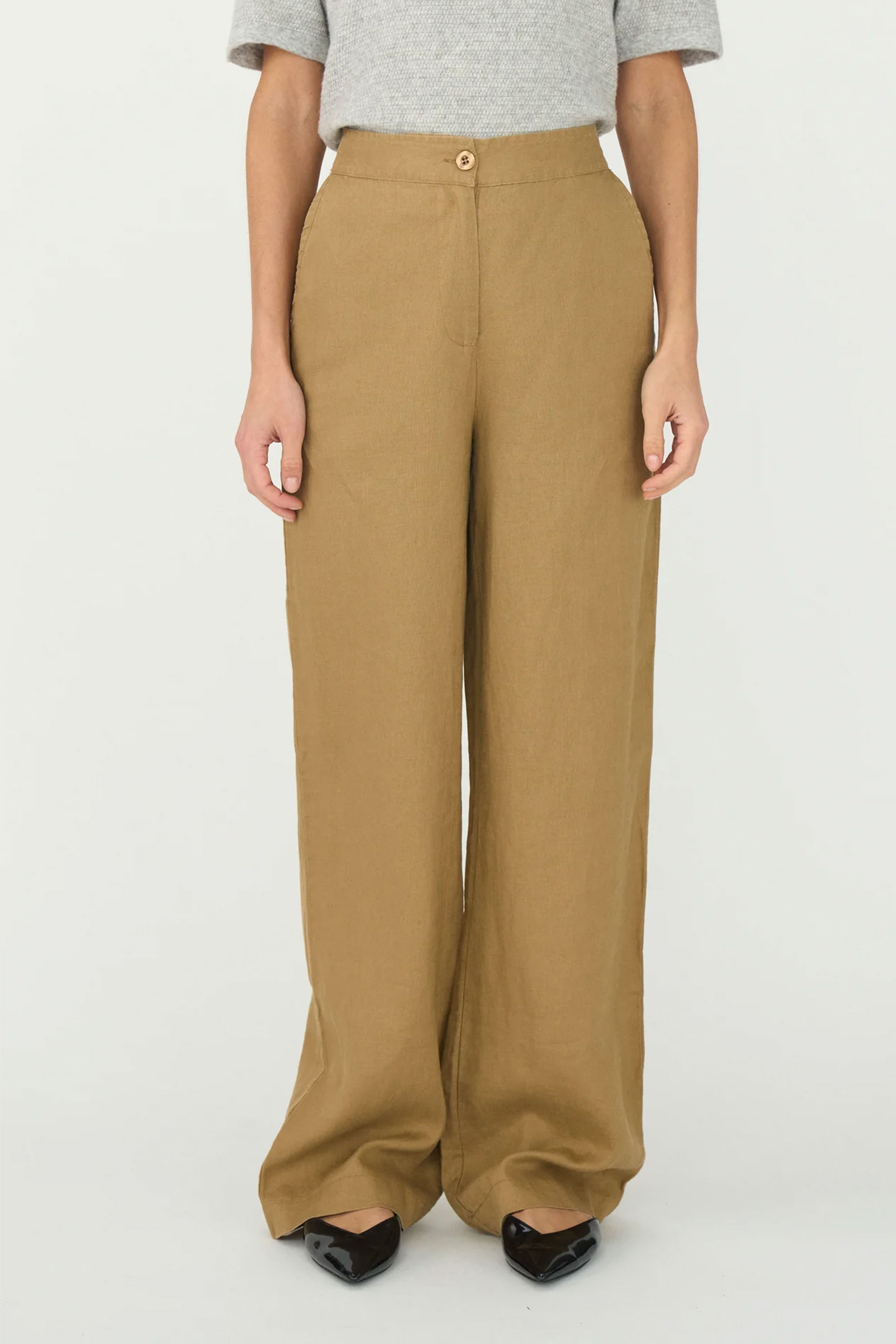 Lina Linen Pant, Camel - Bilde 3