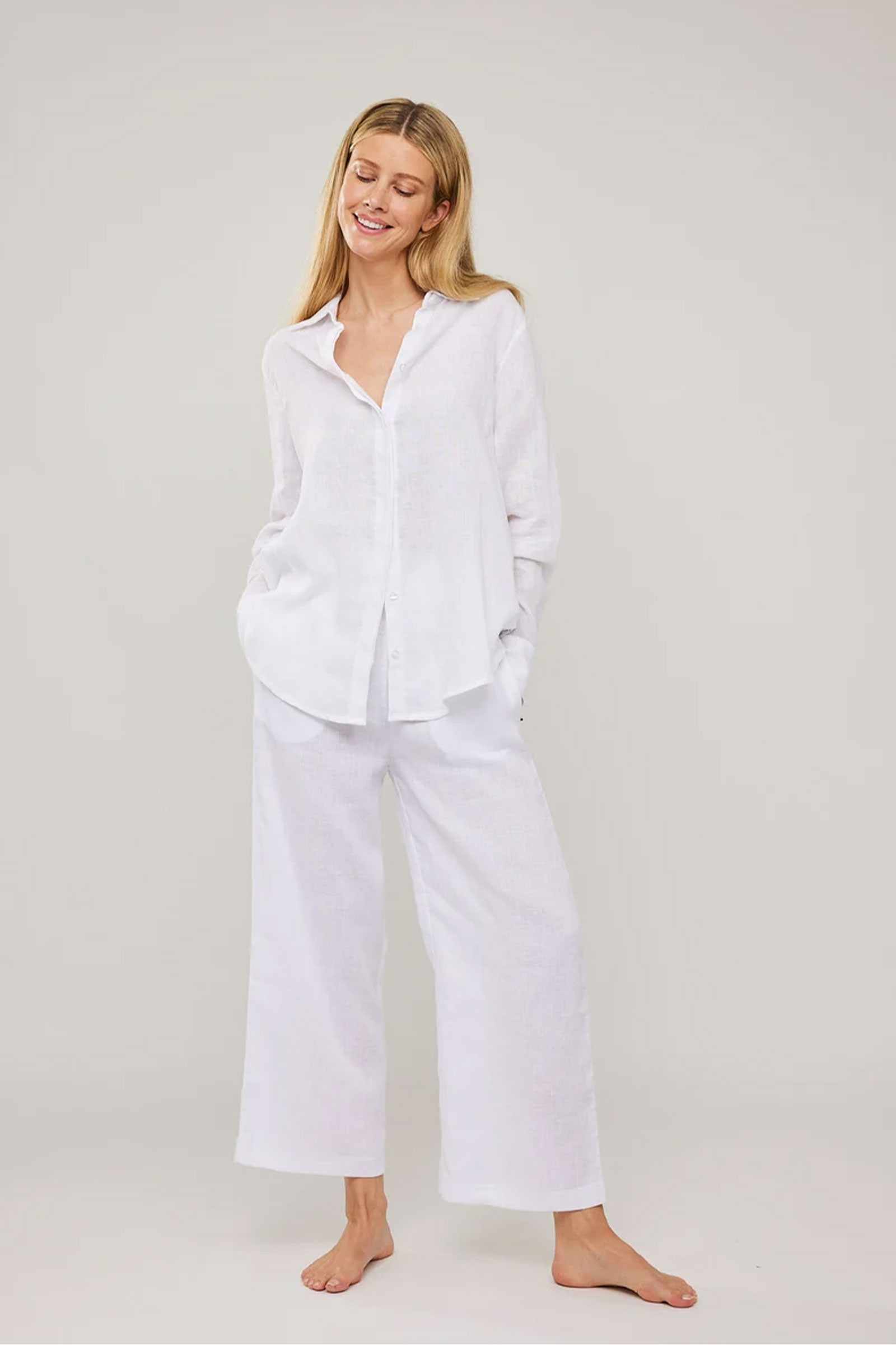 Livia Linen Shirt, White - Bilde 4
