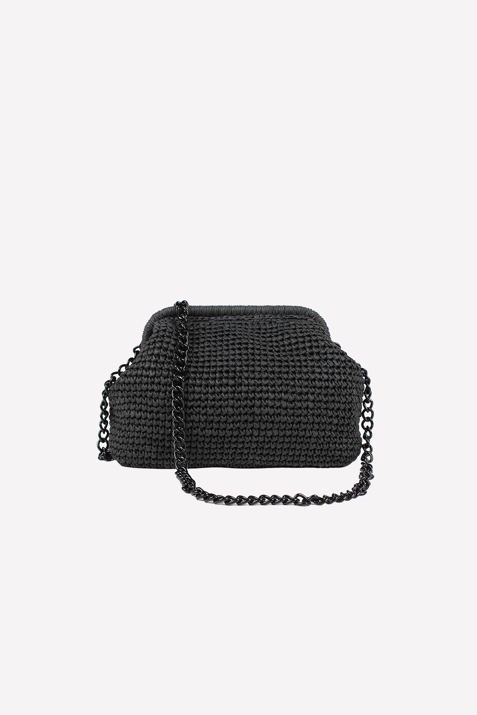 Positano Straw Clutch, Black