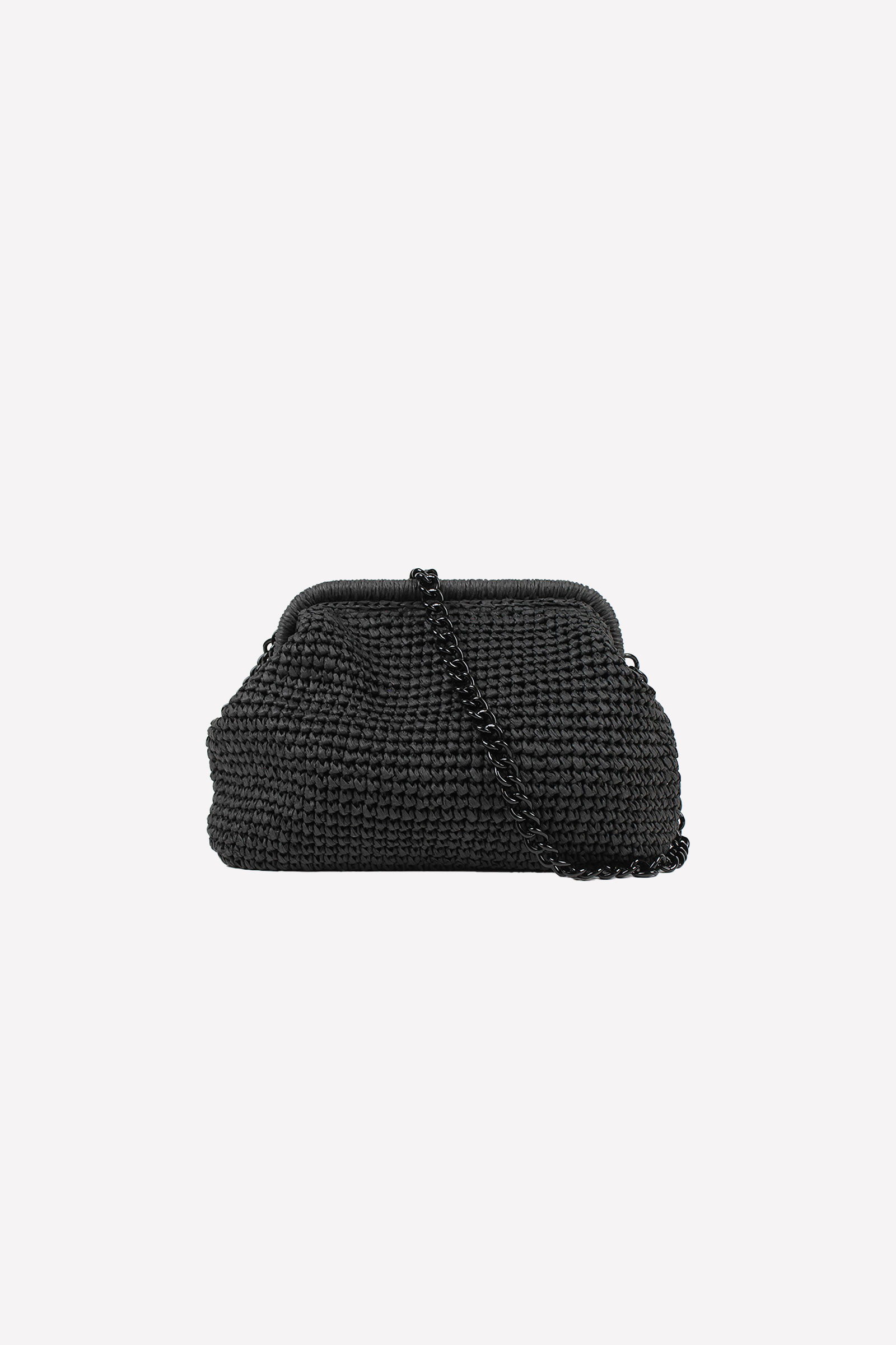 Positano Straw Clutch, Black - Bilde 2