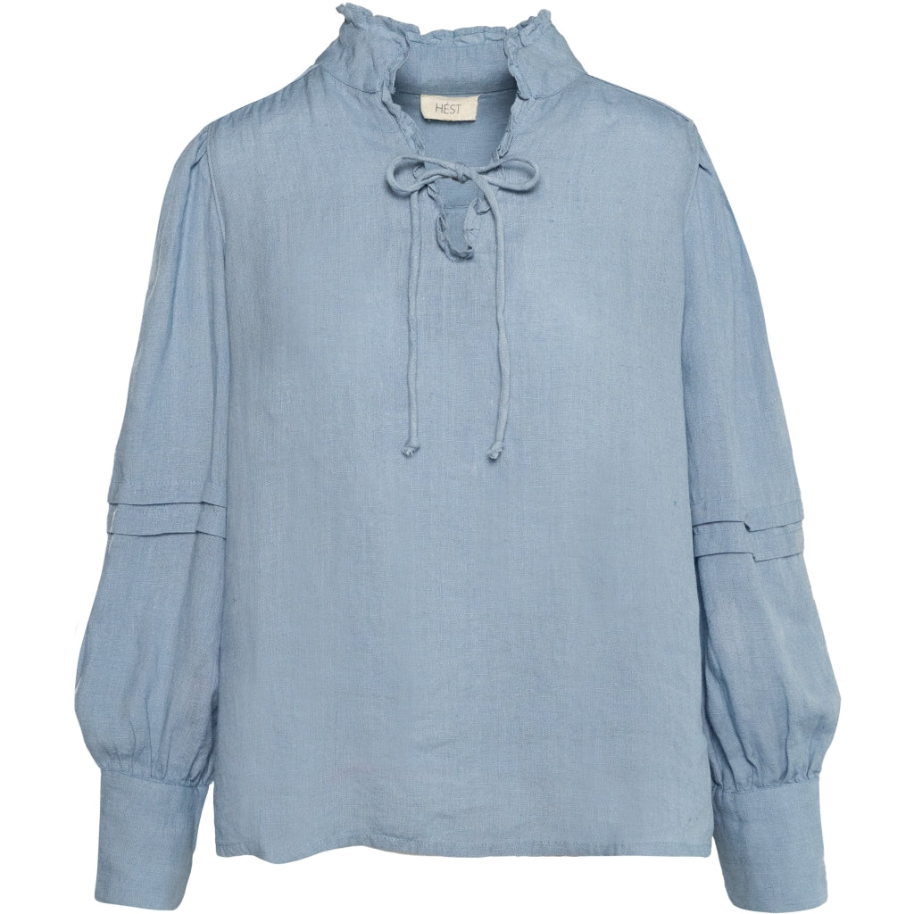 Sari Linen Blouse, Faded Denim - Bilde 8