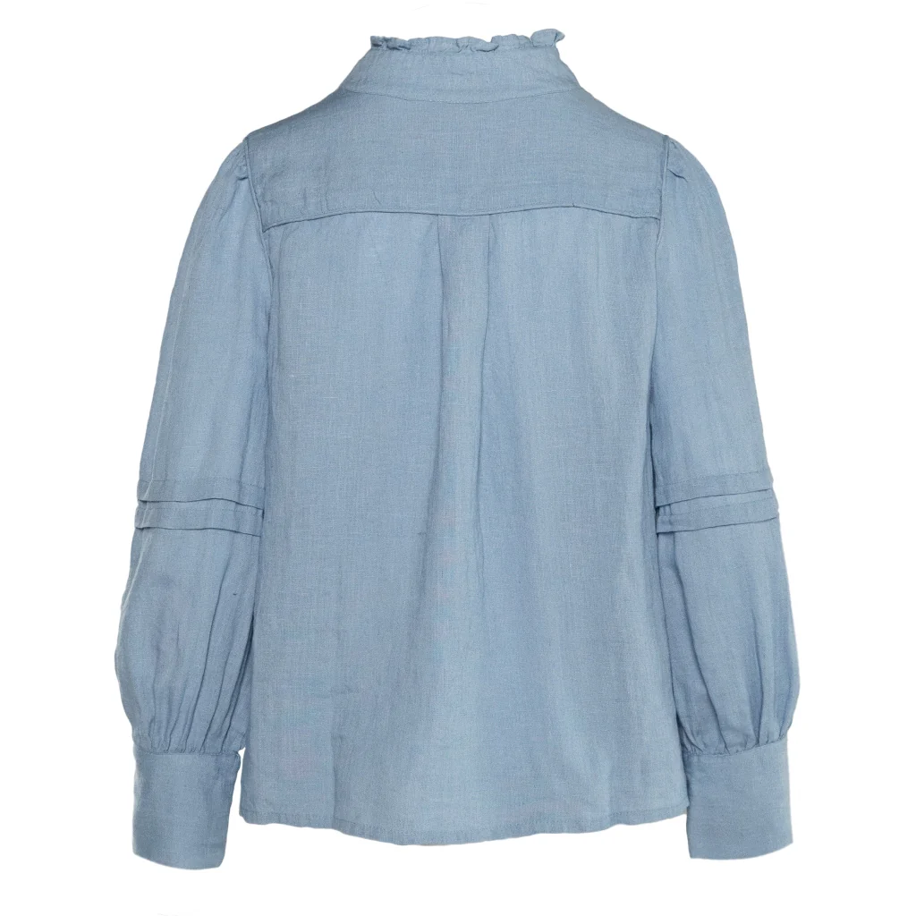 Sari Linen Blouse, Faded Denim - Bilde 9