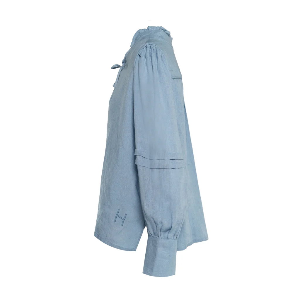 Sari Linen Blouse, Faded Denim - Bilde 10