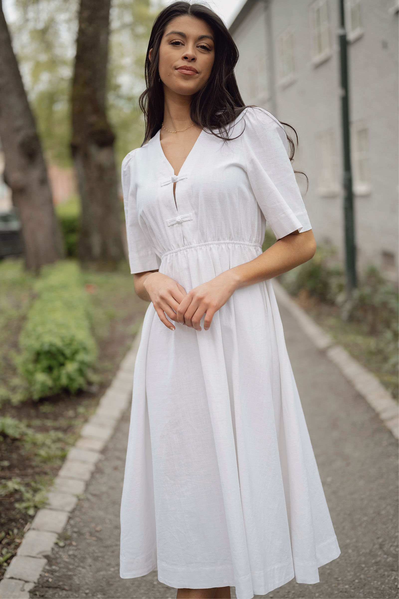Monica Linen Dress, White - Bilde 7