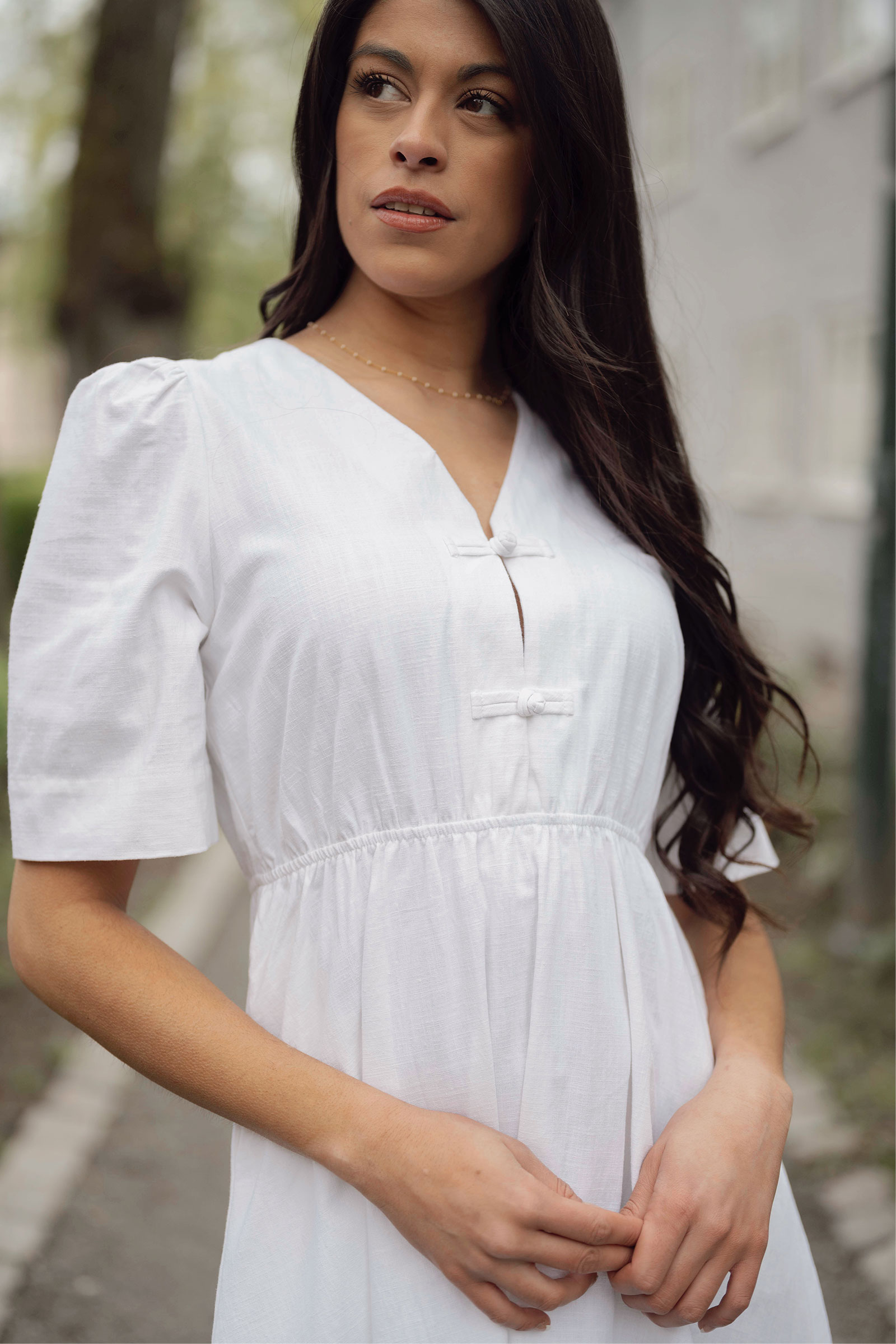 Monica Linen Dress, White - Bilde 6