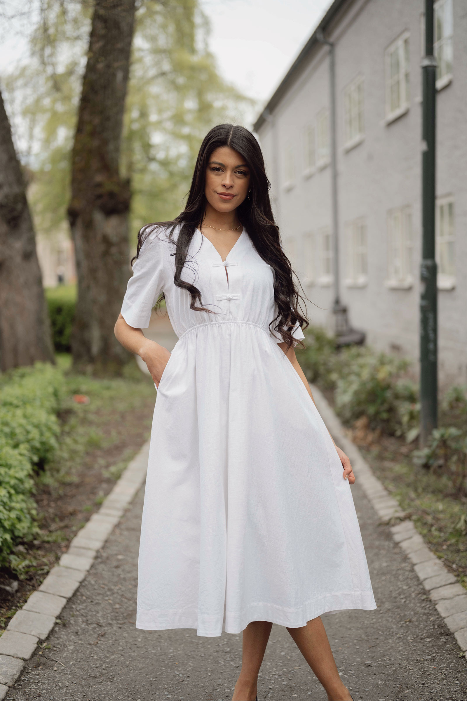 Monica Linen Dress, White - Bilde 4