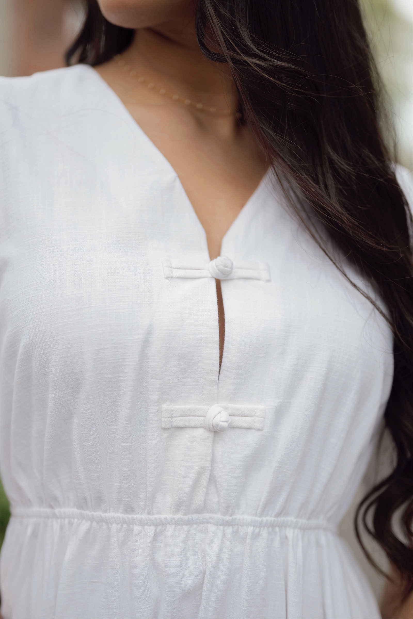 Monica Linen Dress, White - Bilde 3