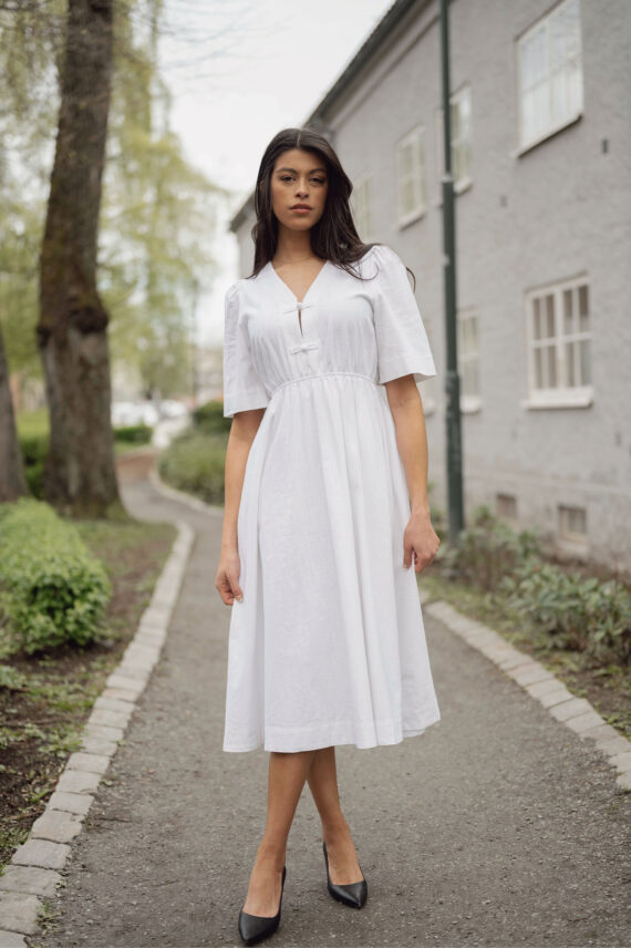 Monica Linen Dress, White