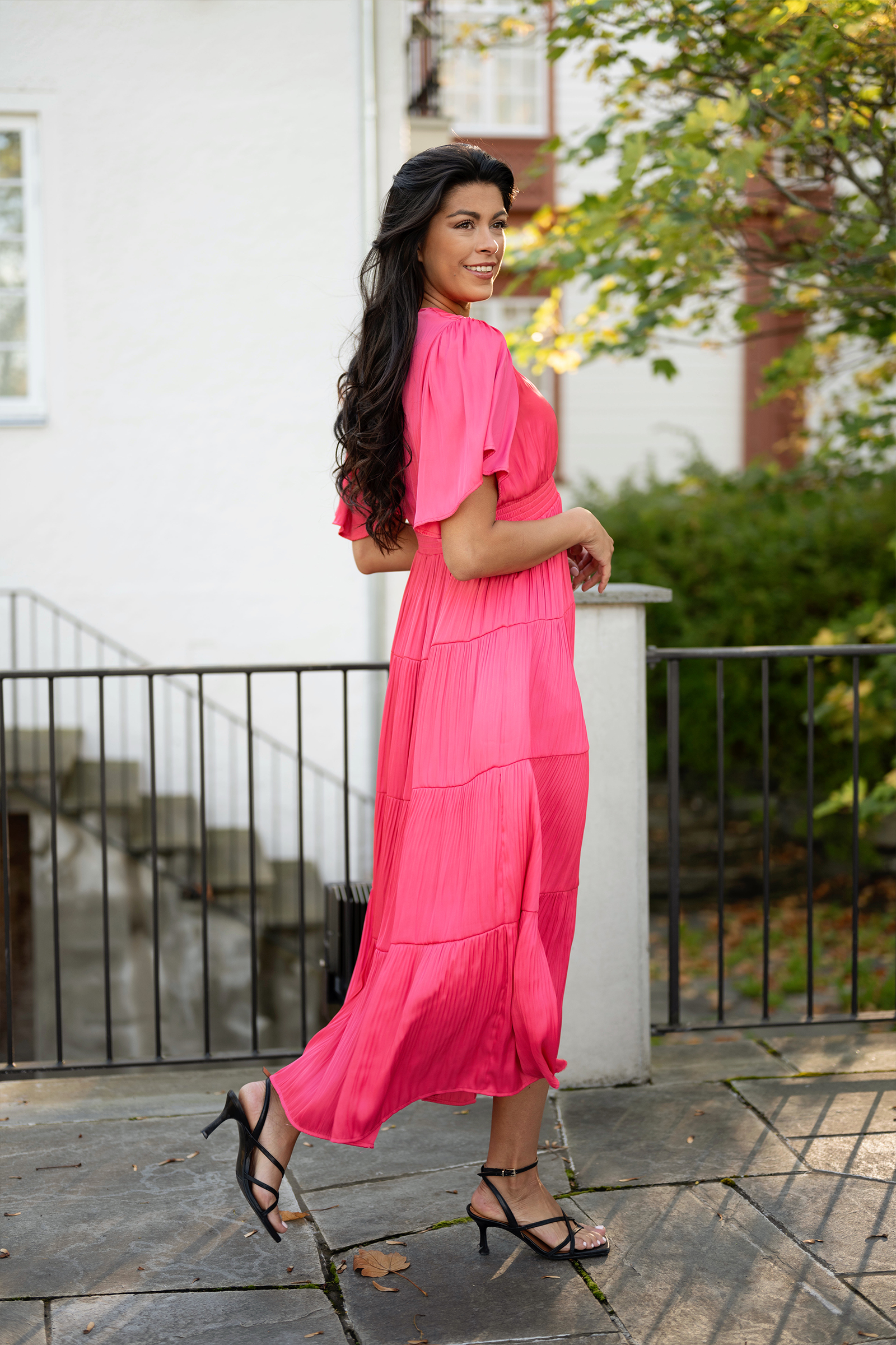 Angie Solid Long Dress, Pink - Bilde 5