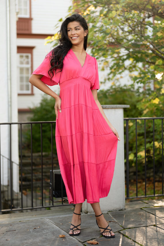 Angie Solid Long Dress, Pink