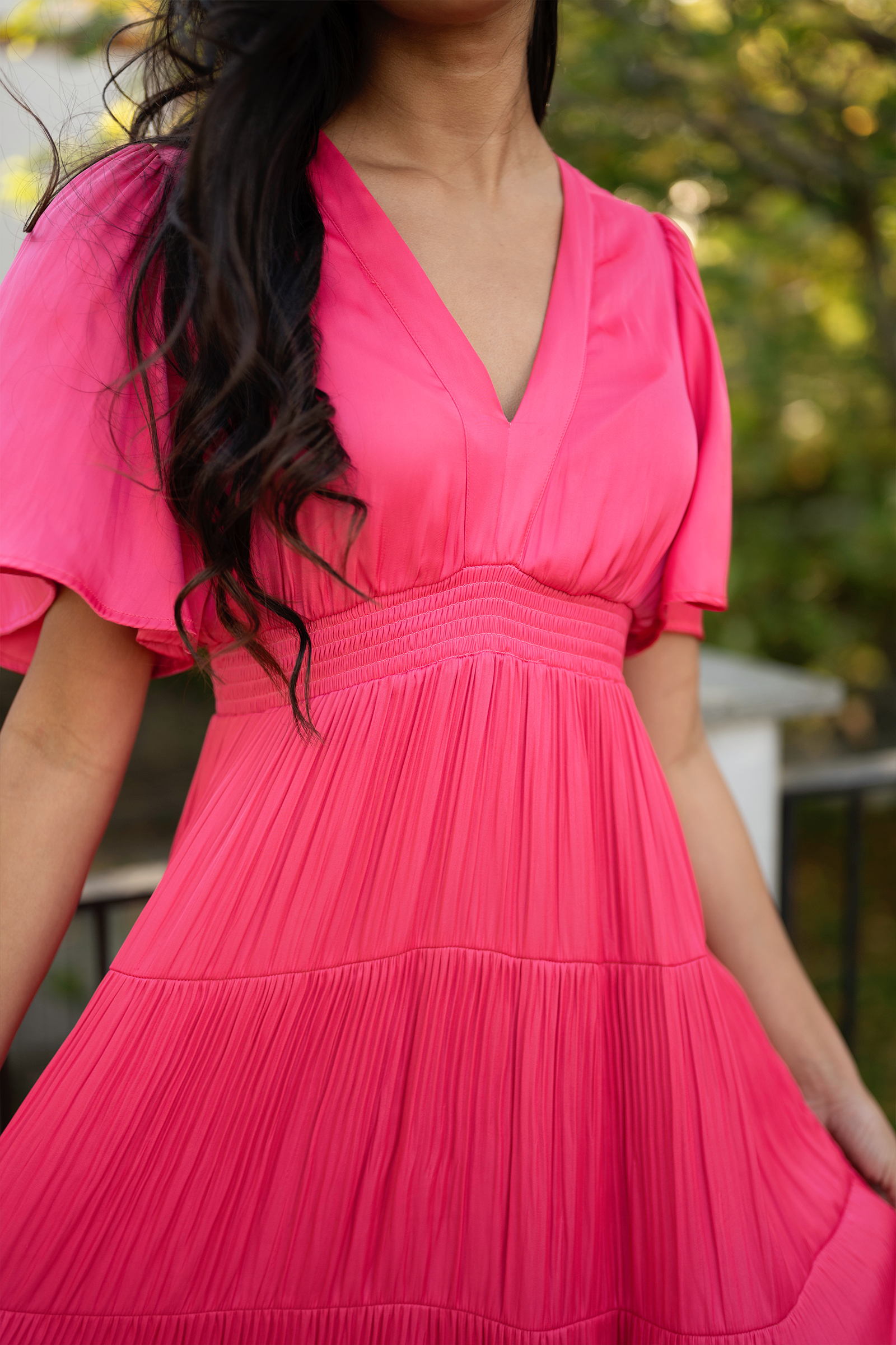 Angie Solid Long Dress, Pink - Bilde 3