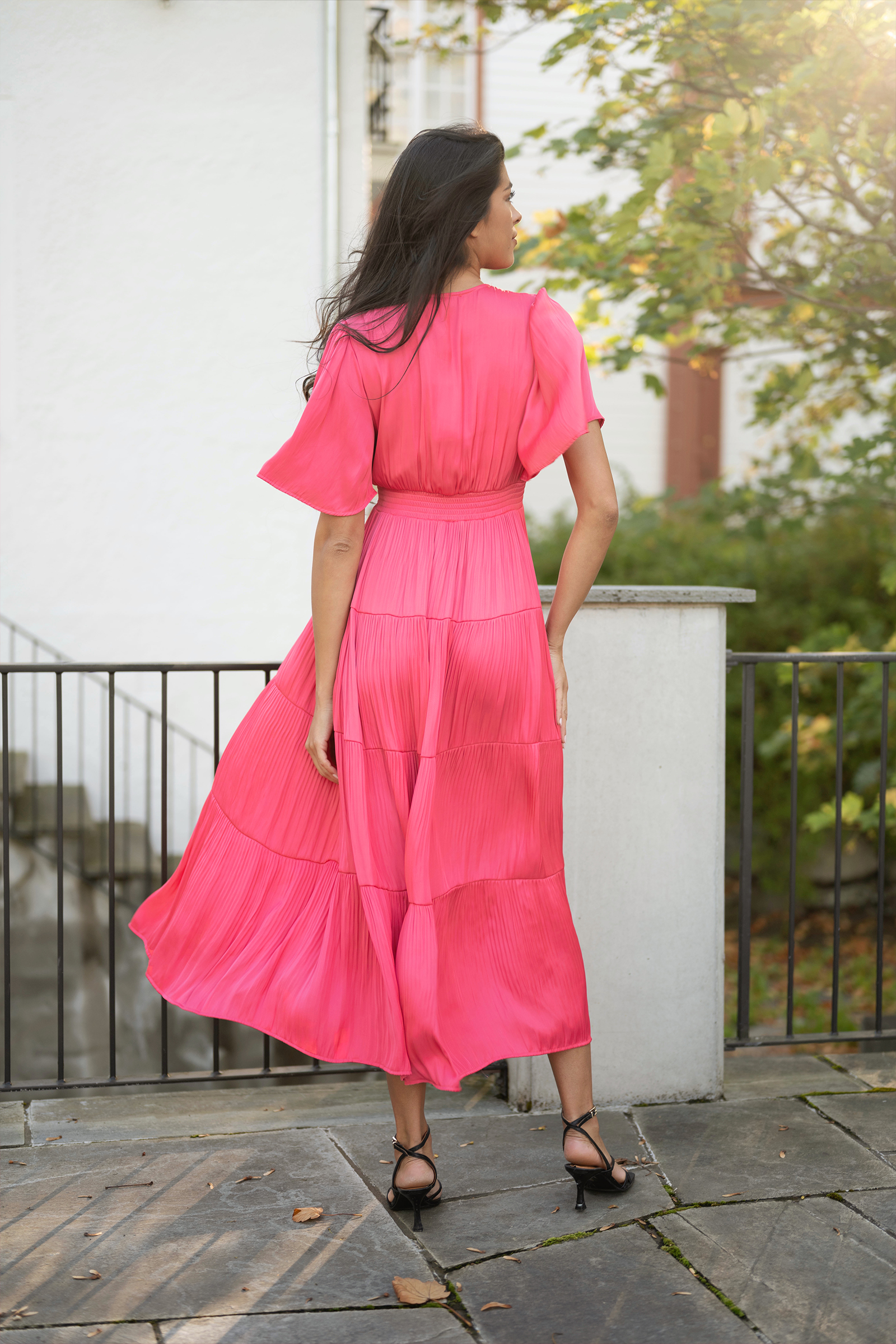 Angie Solid Long Dress, Pink - Bilde 6