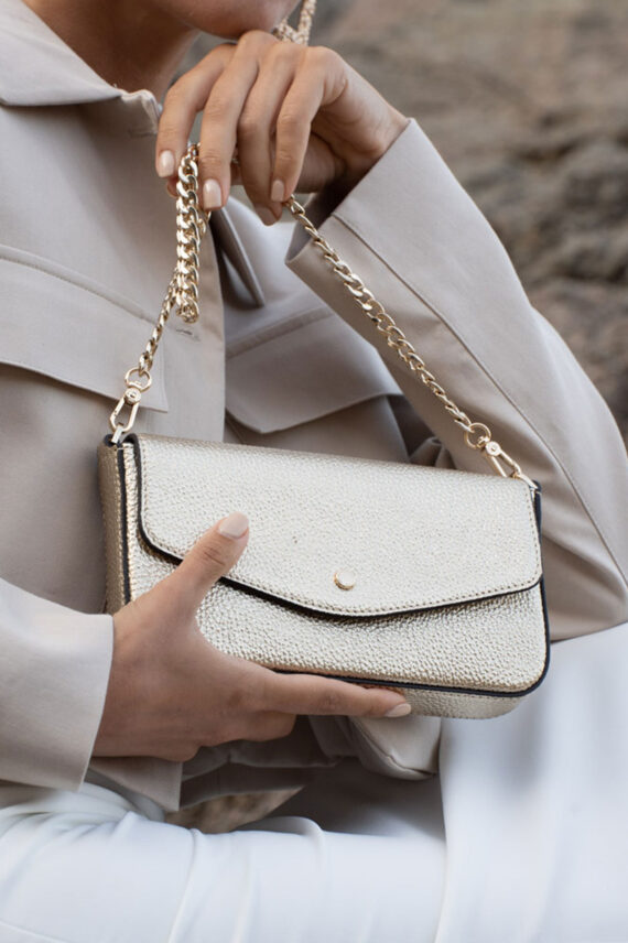 Club Leather Clutch Bag, Gold