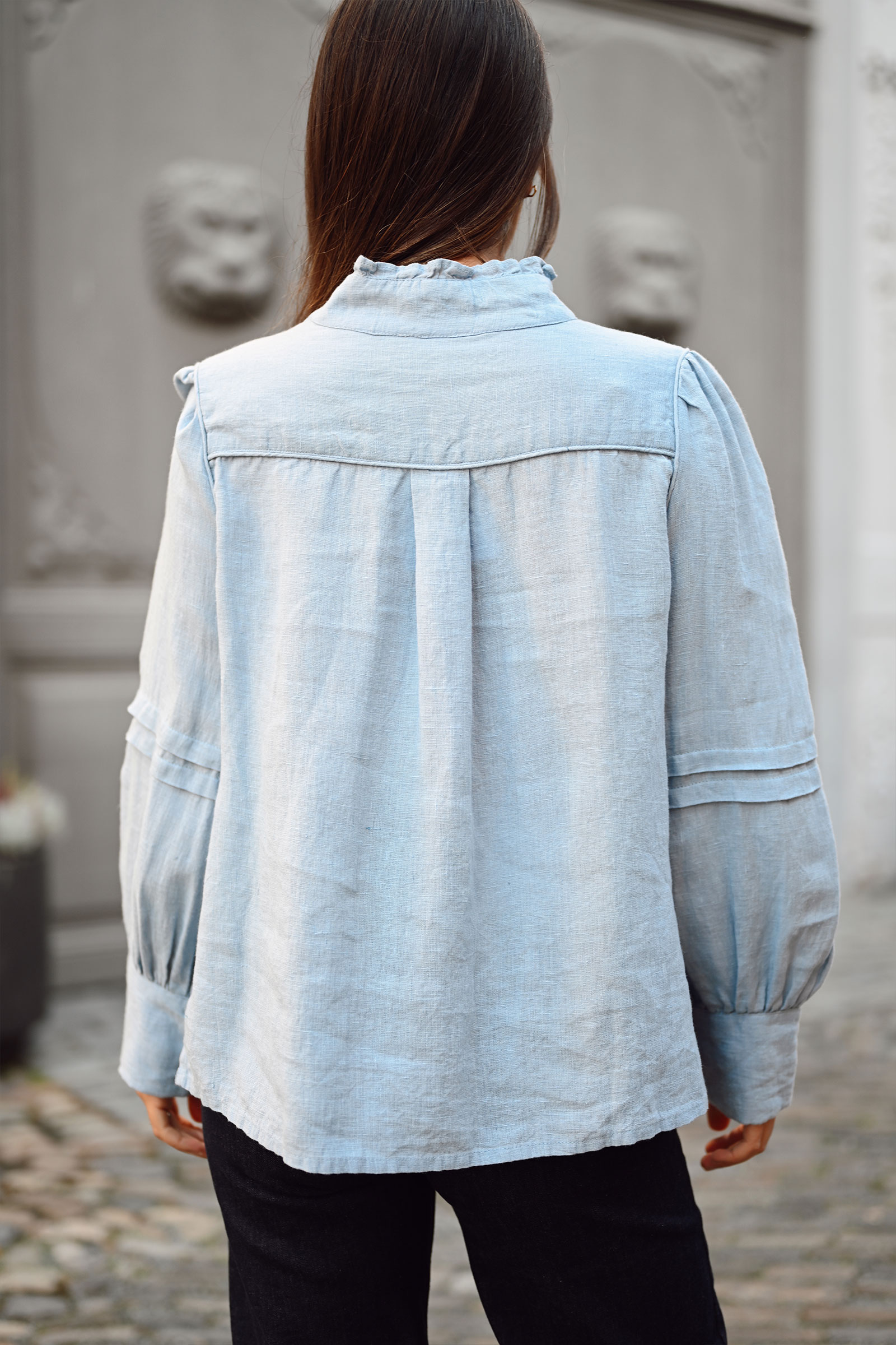 Sari Linen Blouse, Faded Denim - Bilde 7