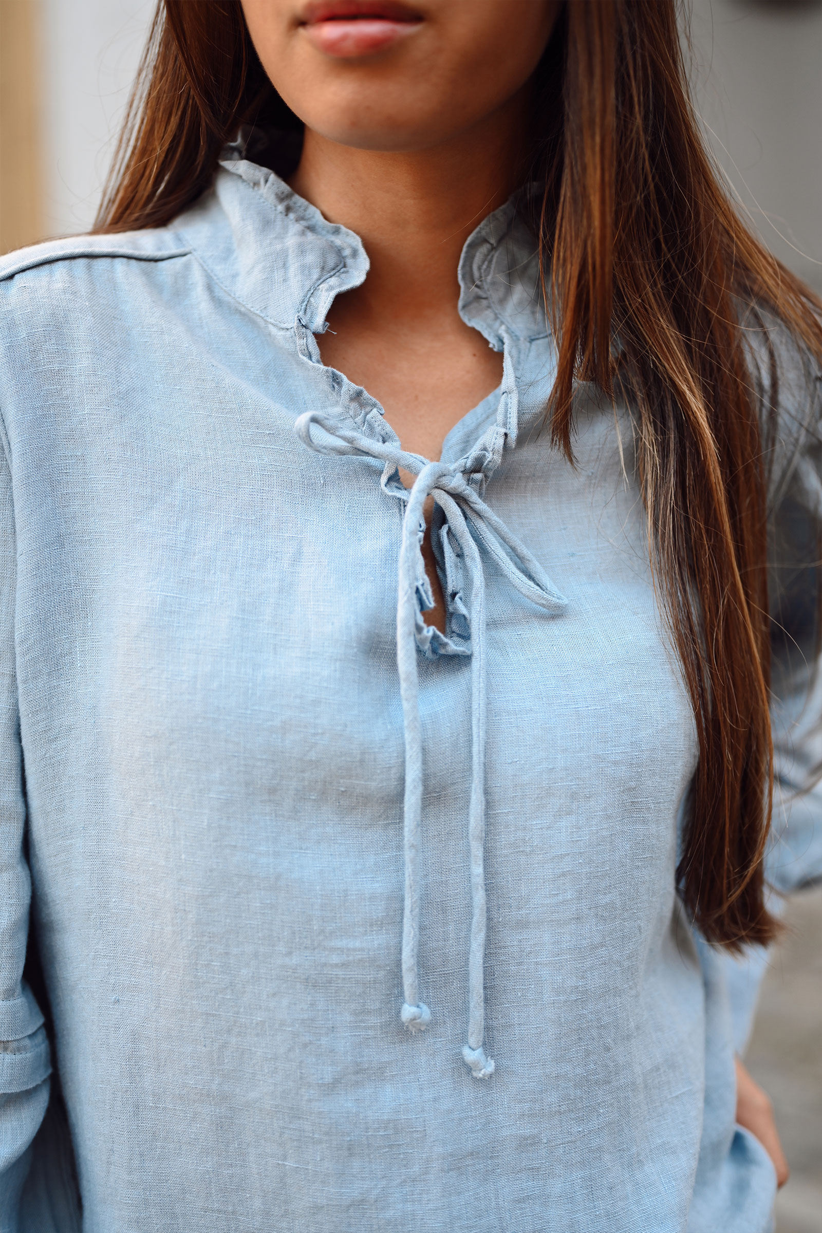 Sari Linen Blouse, Faded Denim - Bilde 4