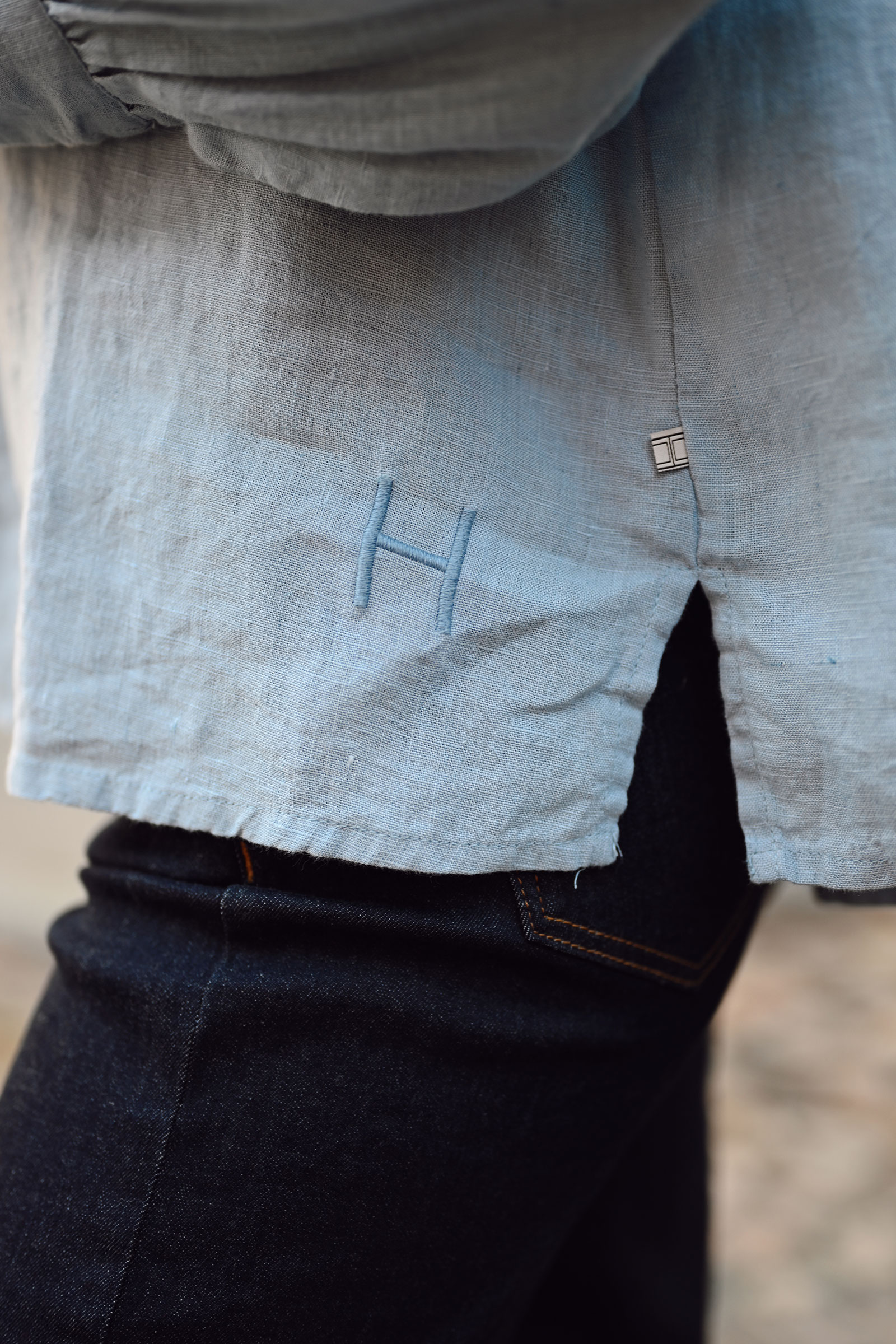 Sari Linen Blouse, Faded Denim - Bilde 6