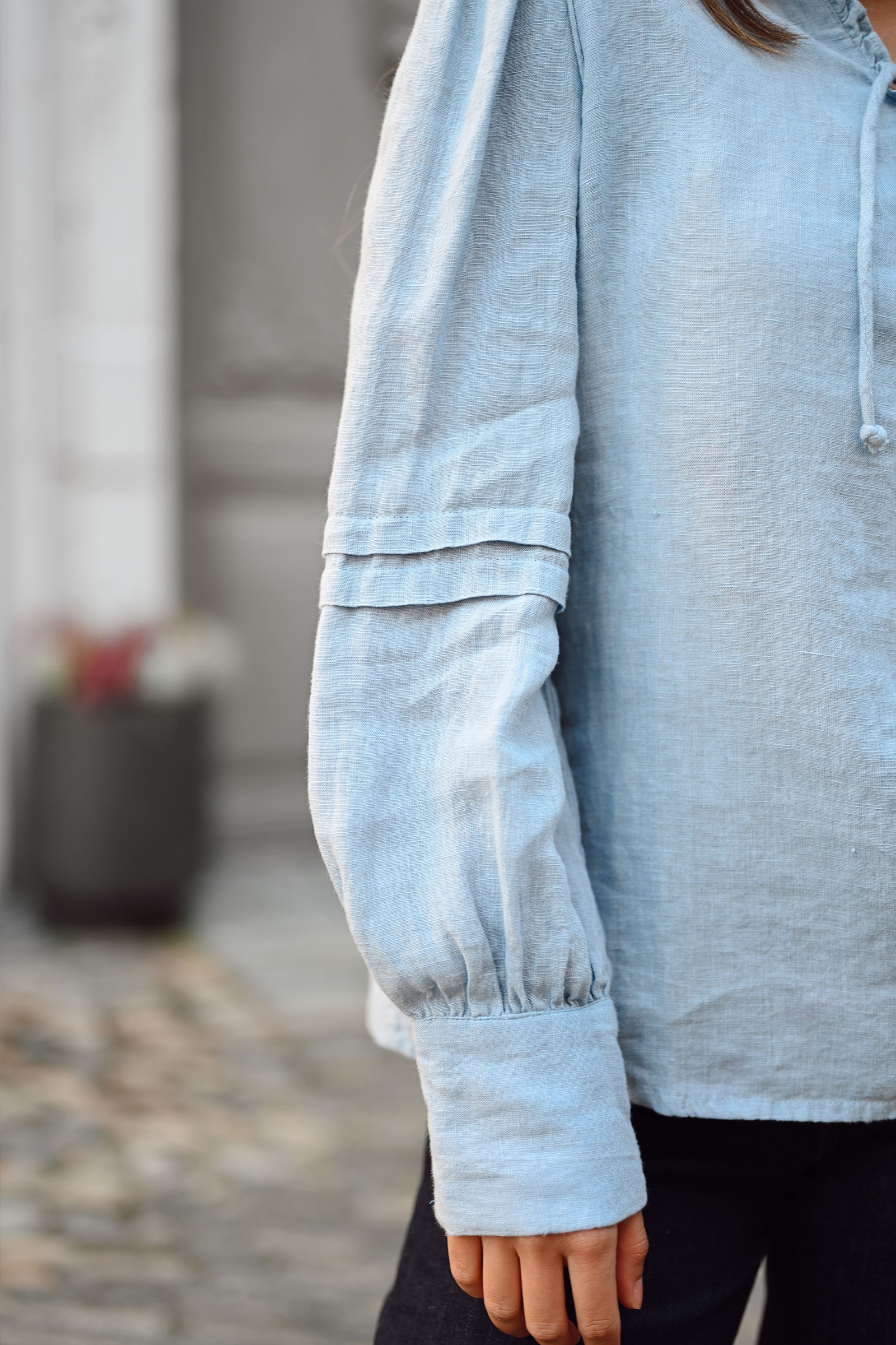 Sari Linen Blouse, Faded Denim - Bilde 5