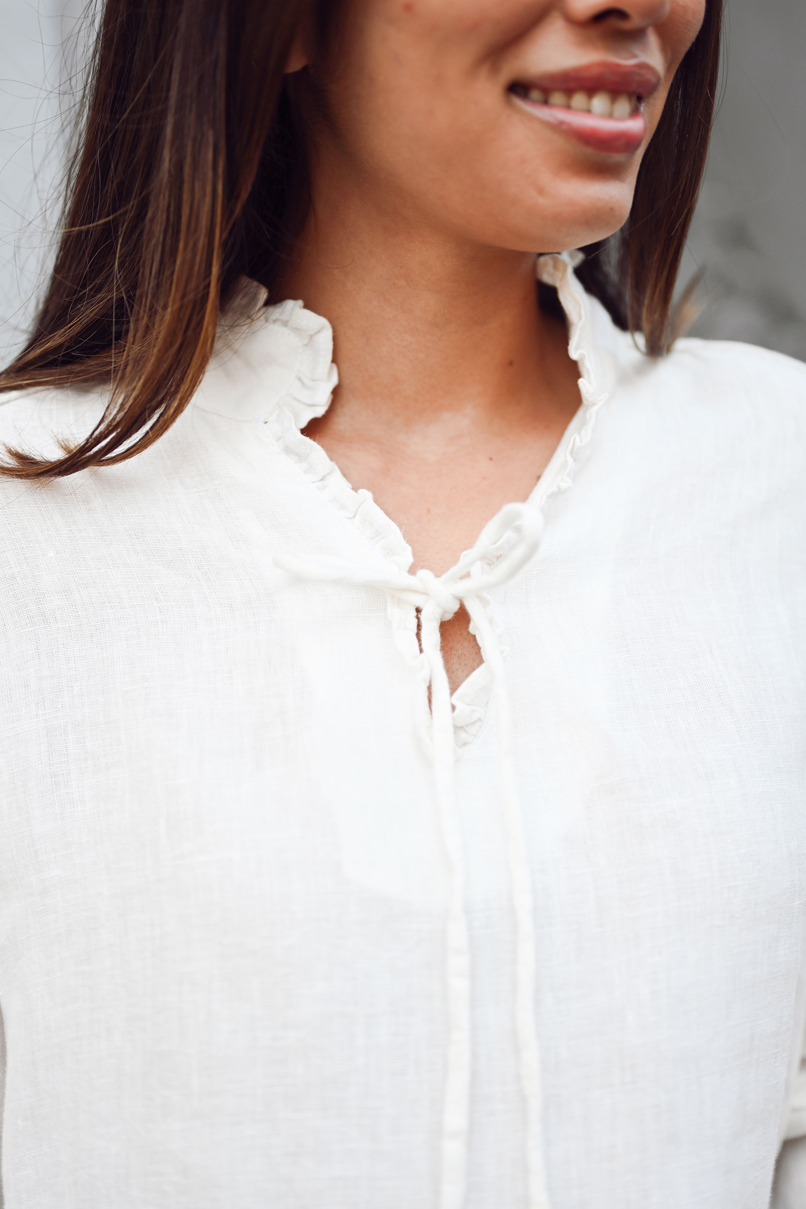 Sari Linen Blouse, White Alyssum - Bilde 3