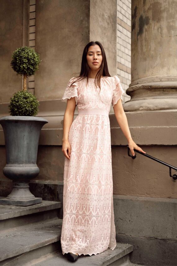 Philine Maxi Dress, Pink Embroidery