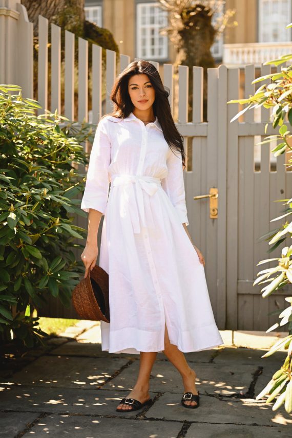 Marja Linen Dress, White