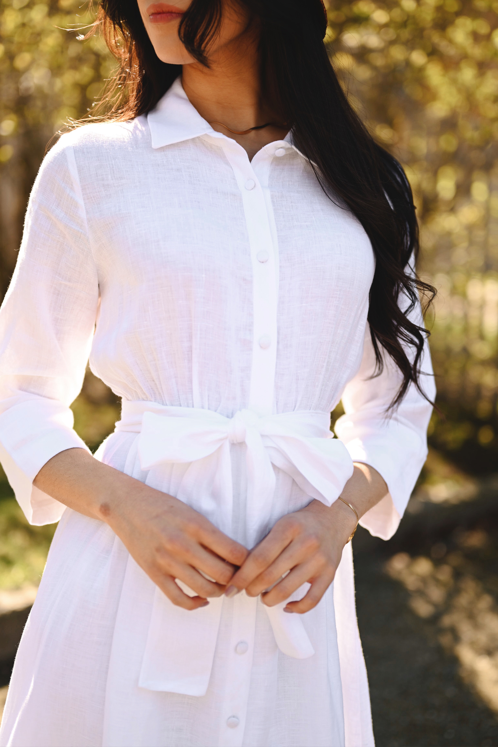 Marja Linen Dress, White - Bilde 3