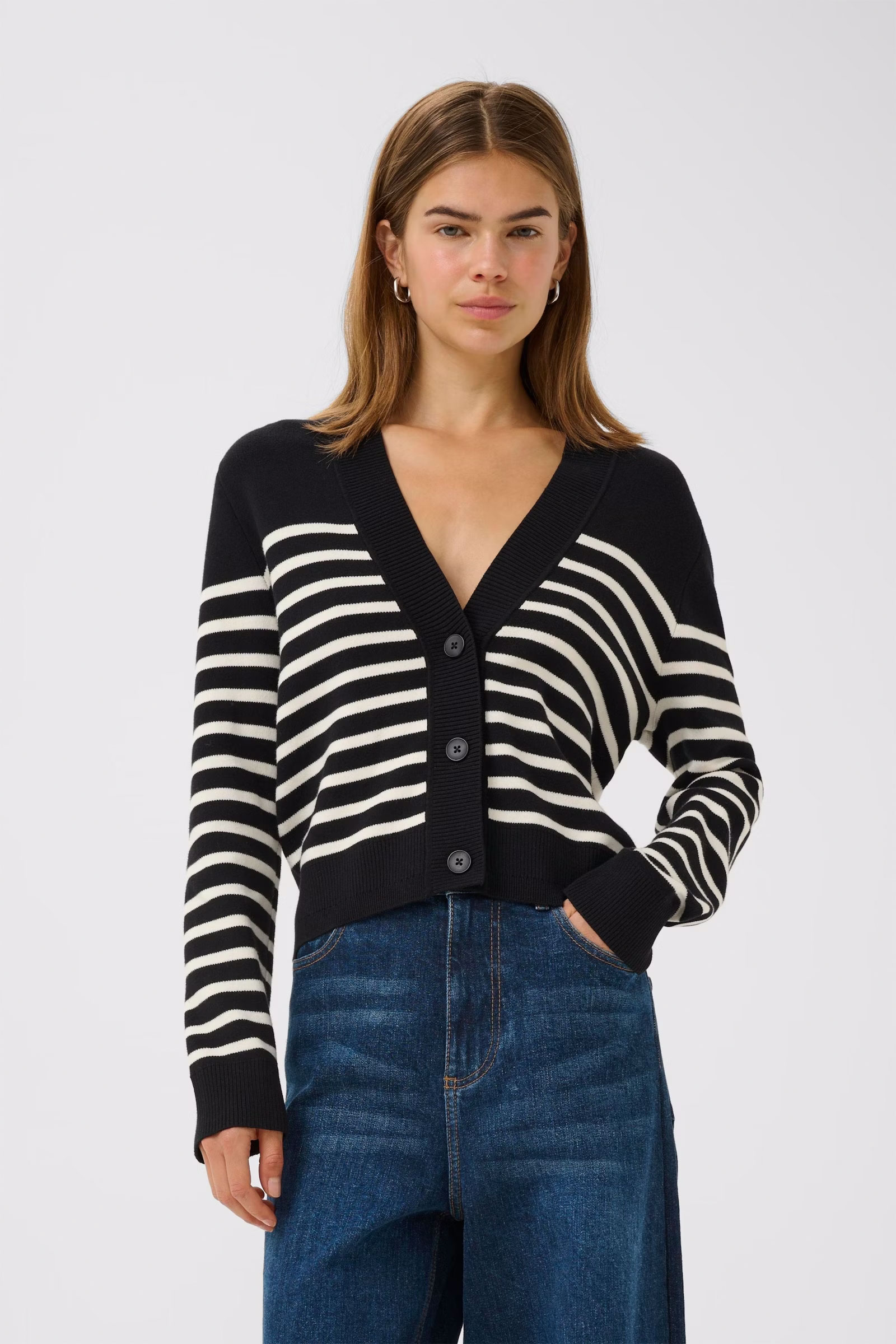 WallisIW Cardigan, Black/White - Bilde 2