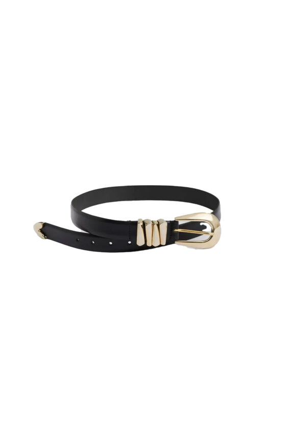 Azelia Leather Belt, Black