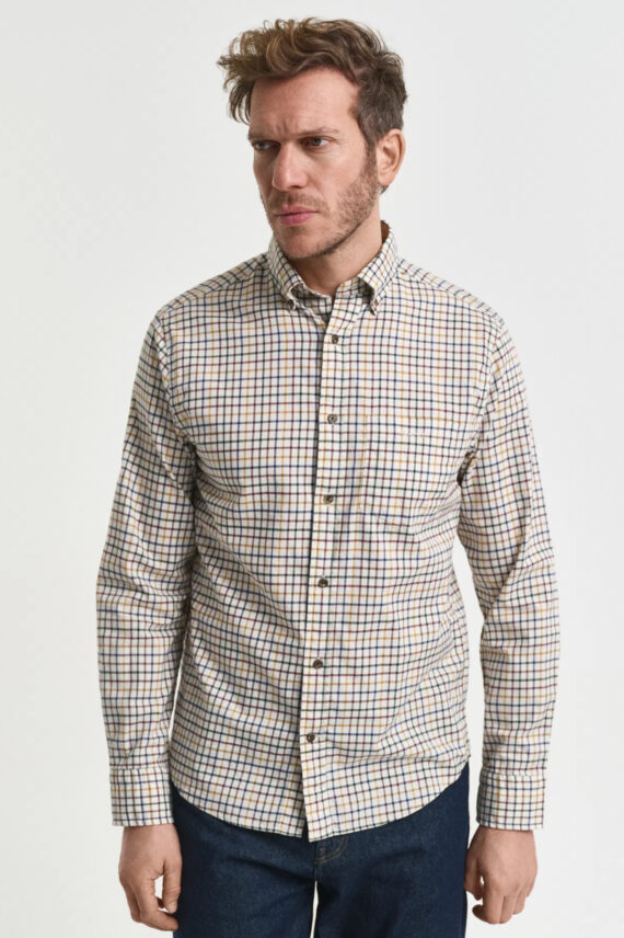 Reg Twill Check Shirt, Mahogany Brown