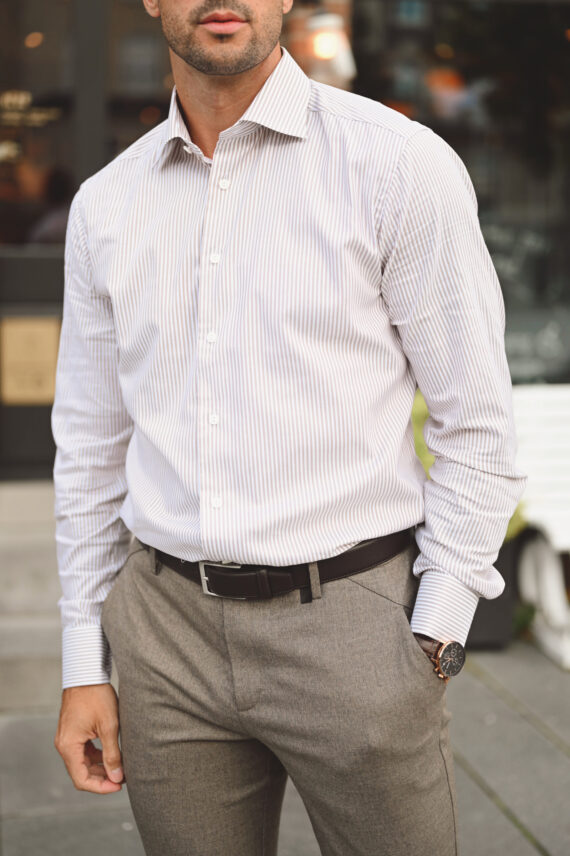 Bengal Striped Oxford Shirt, Brun Stripet