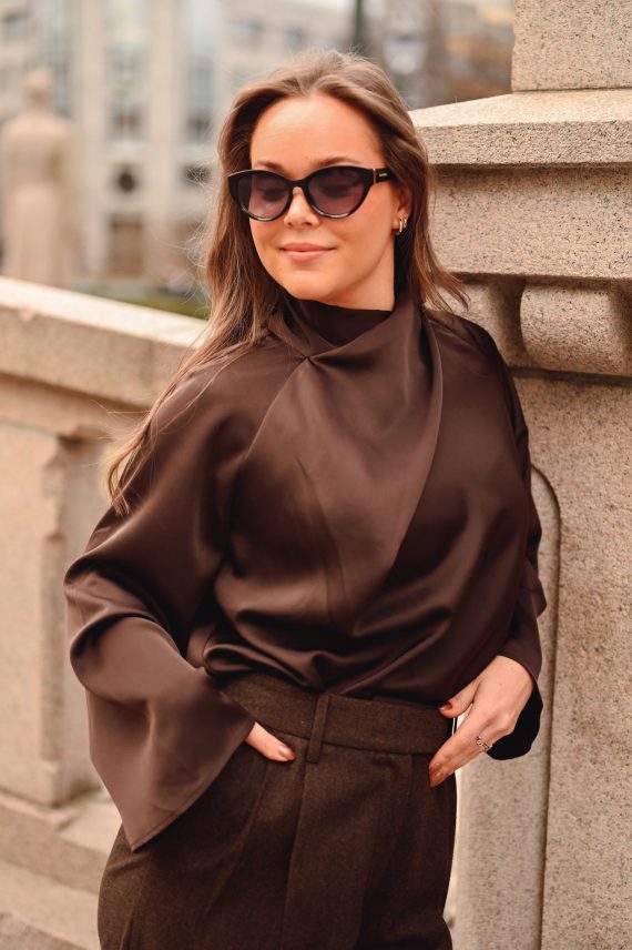 Cira Blouse, Black Coffee