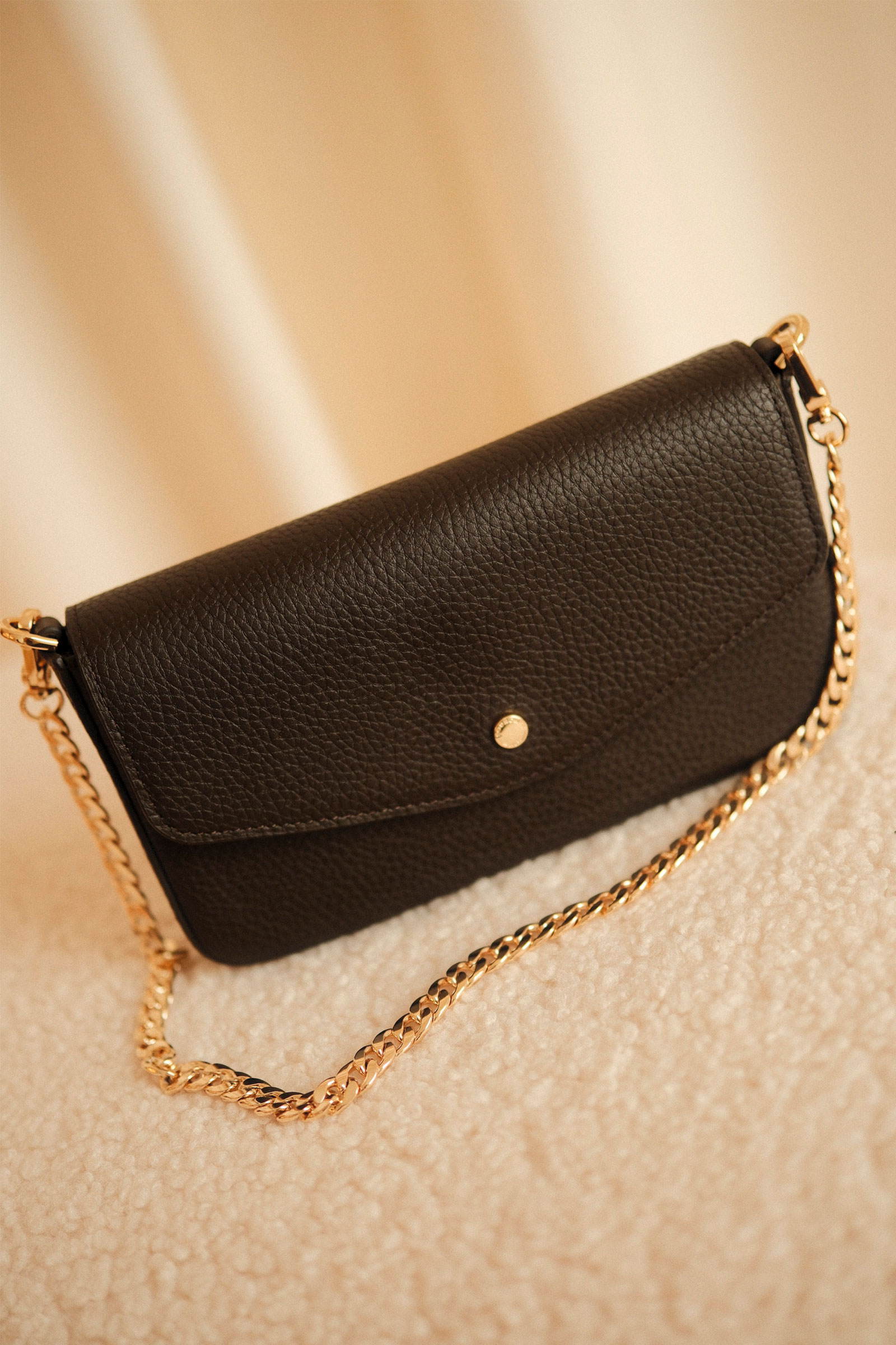 Club Leather Clutch Bag, Marron - Bilde 3
