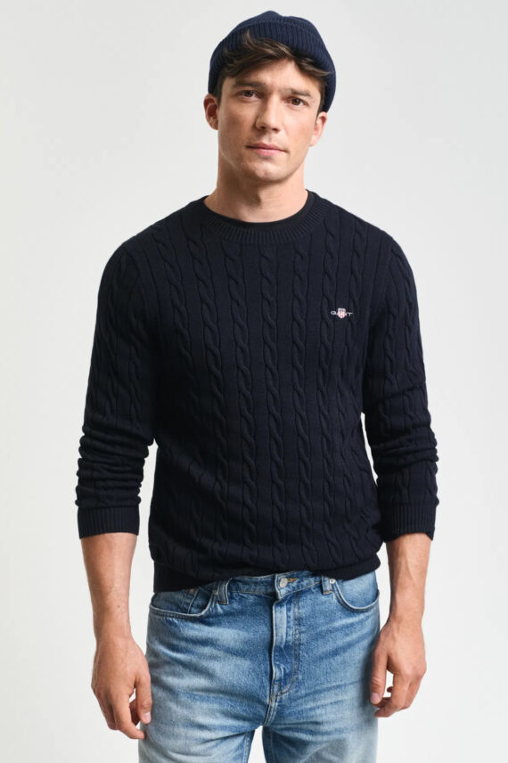 Cotton Cable C-Neck, Evening Blue
