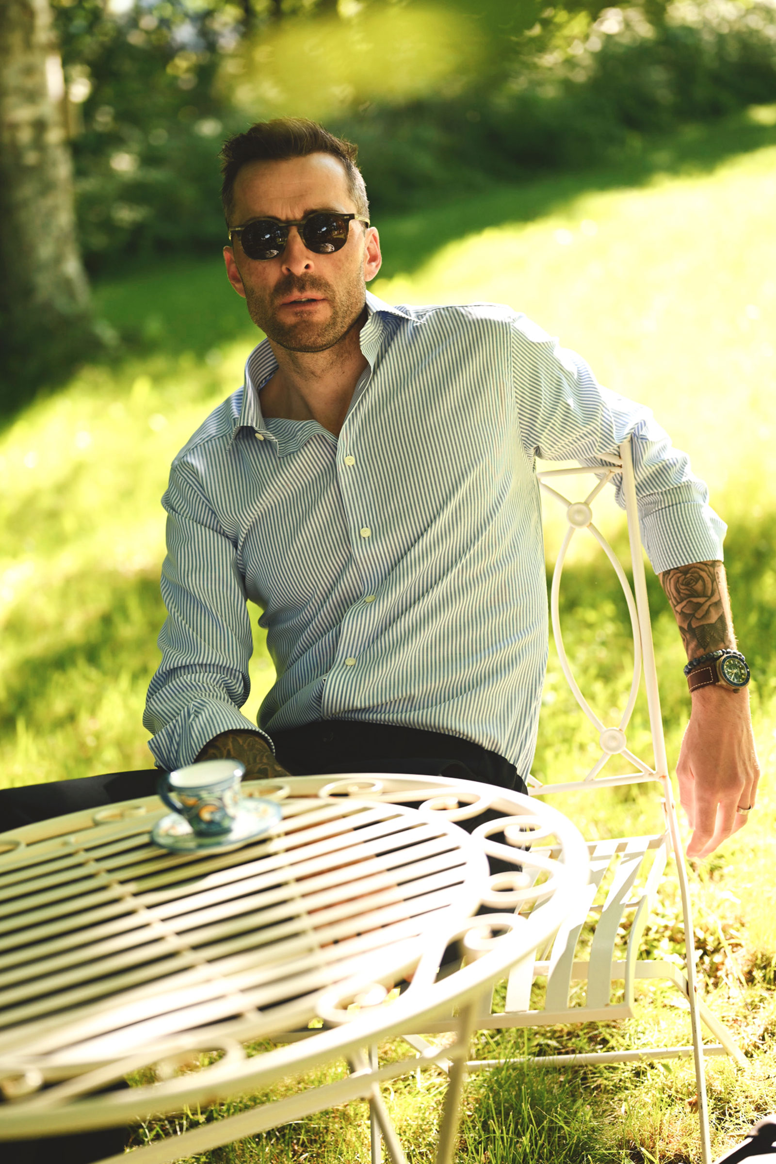 Bengal Striped Oxford Shirt, Blå Stripet