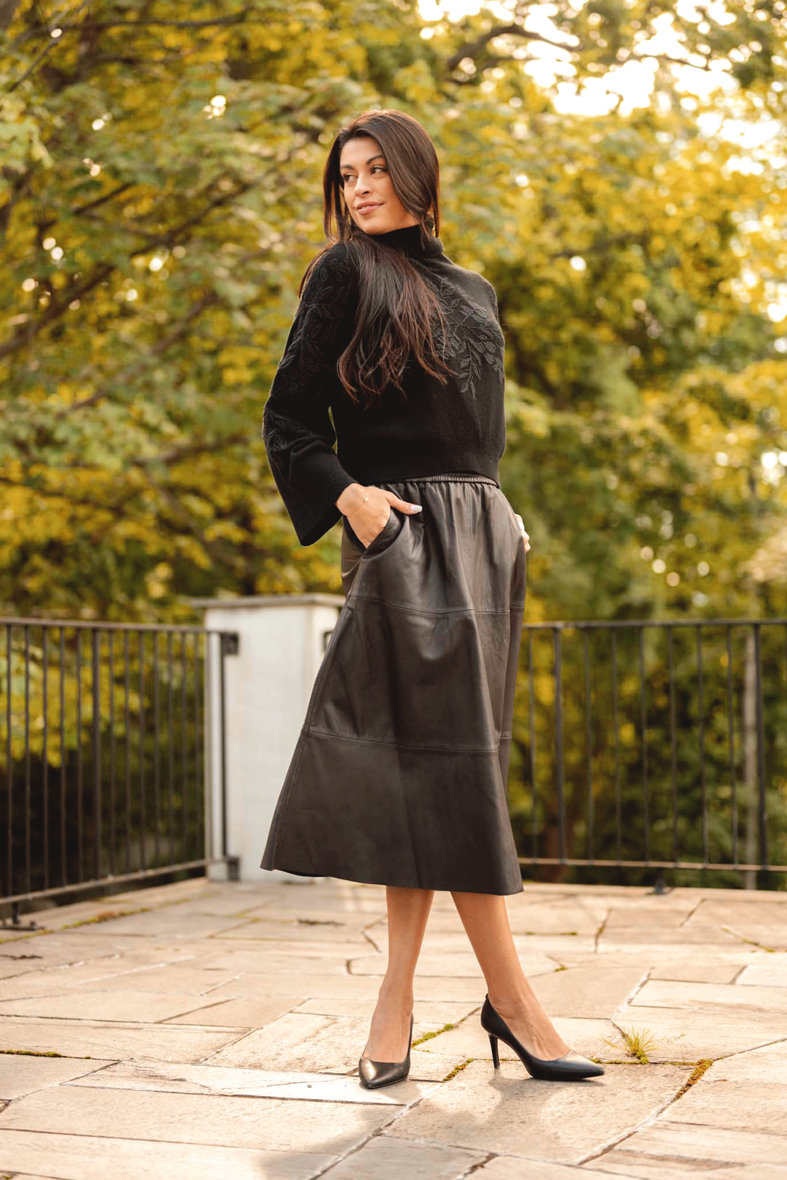 Evelyn Leather Skirt, Mørk Brun - Bilde 6