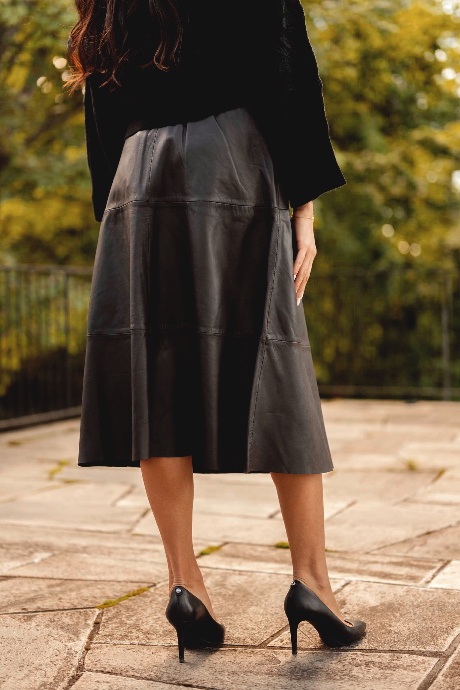 Evelyn Leather Skirt, Mørk Brun - Bilde 4