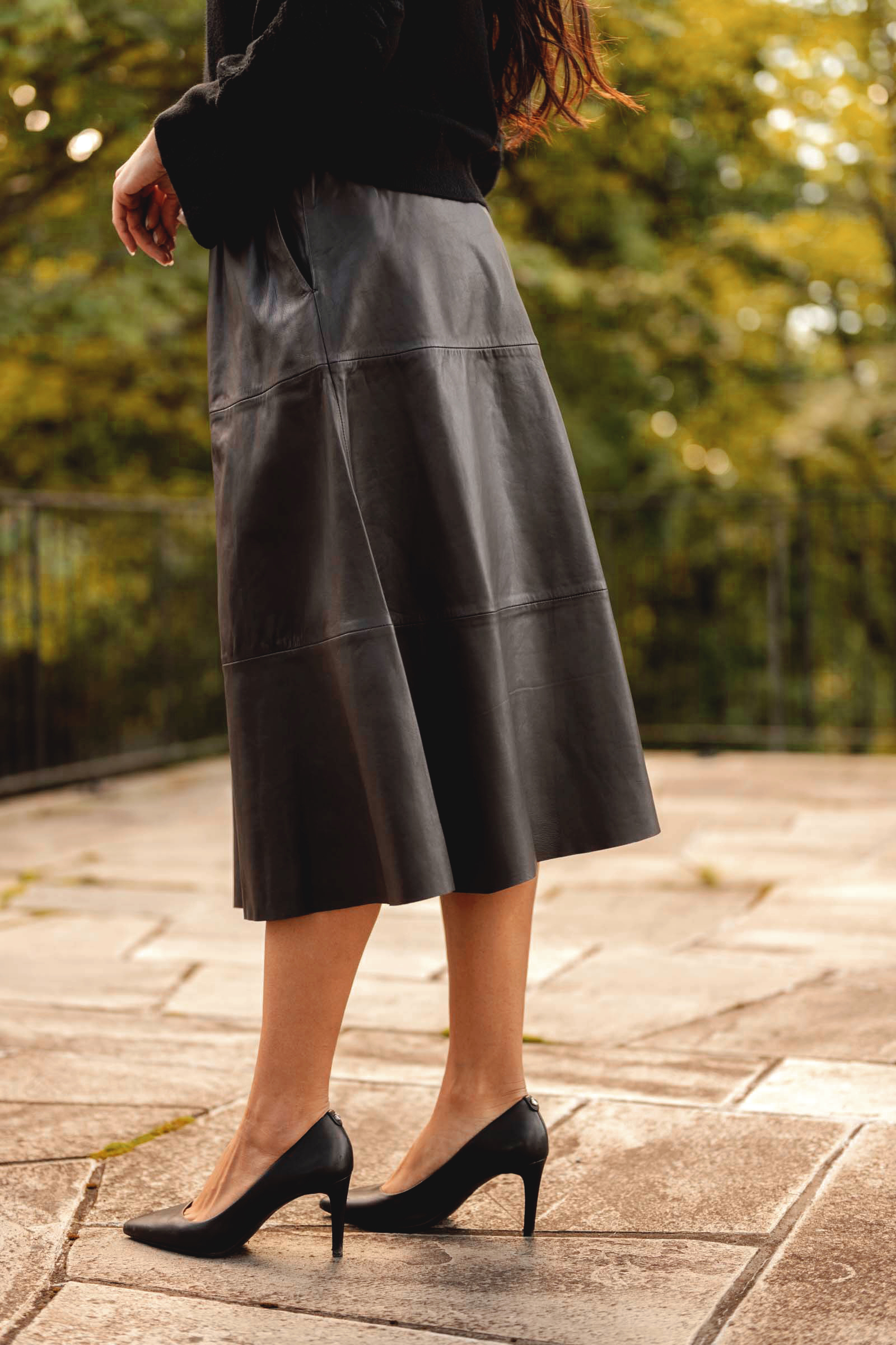 Evelyn Leather Skirt, Mørk Brun - Bilde 2