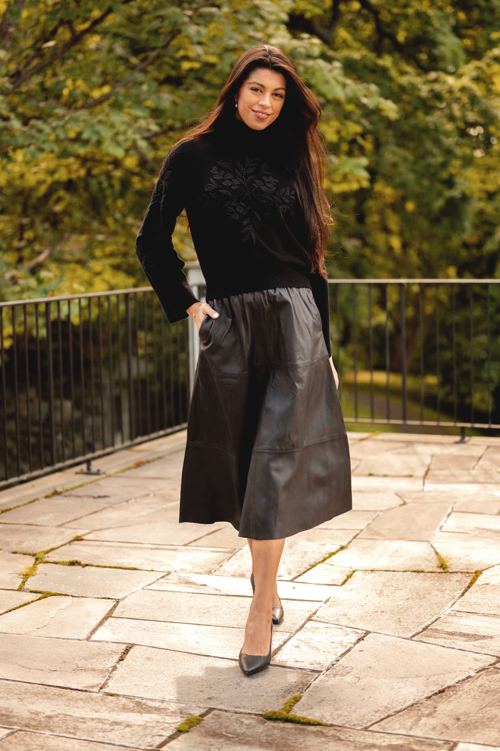 Evelyn Leather Skirt, Mørk Brun - Bilde 5