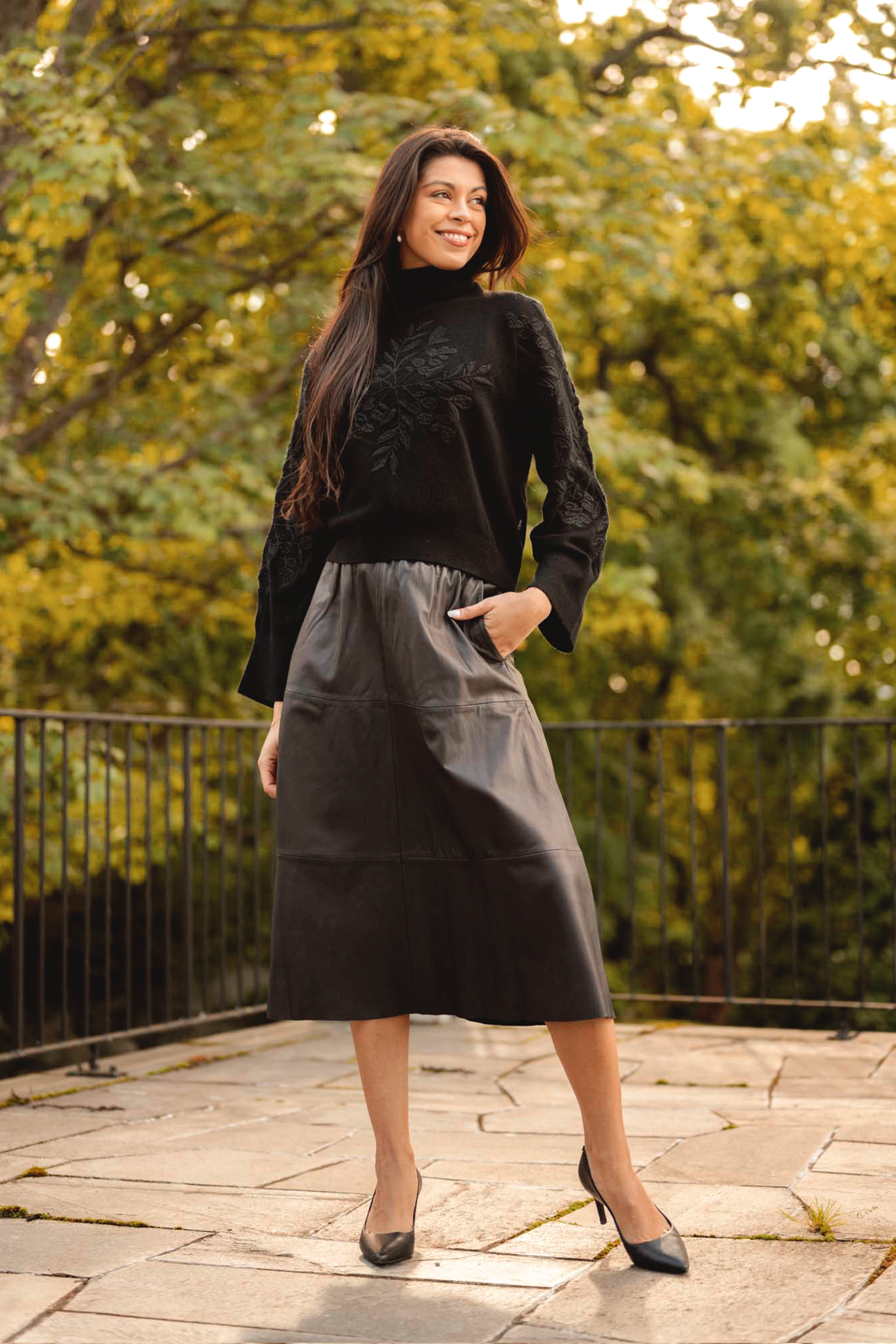 Evelyn Leather Skirt, Mørk Brun - Bilde 7