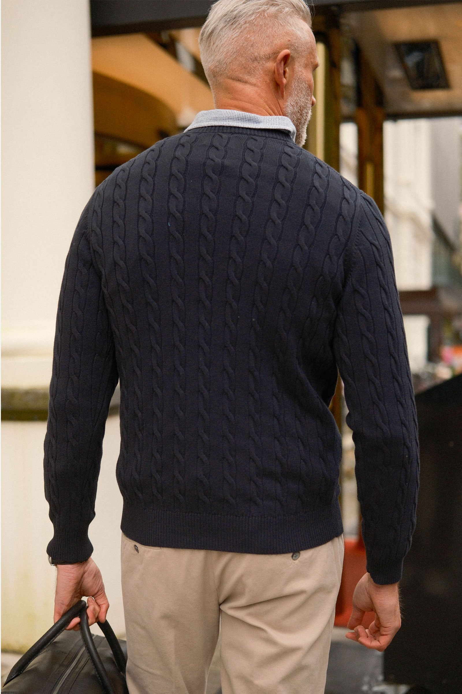 Cotton Cable C-Neck, Evening Blue - Bilde 9