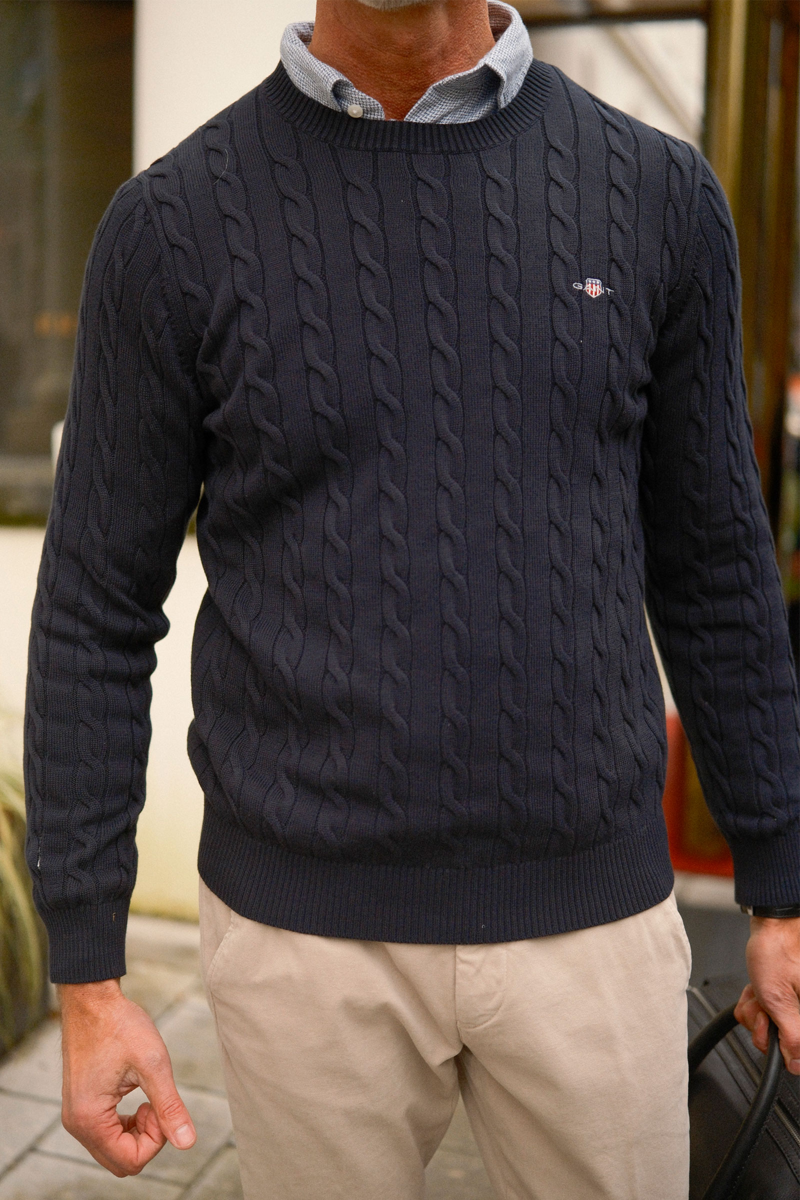 Cotton Cable C-Neck, Evening Blue - Bilde 2
