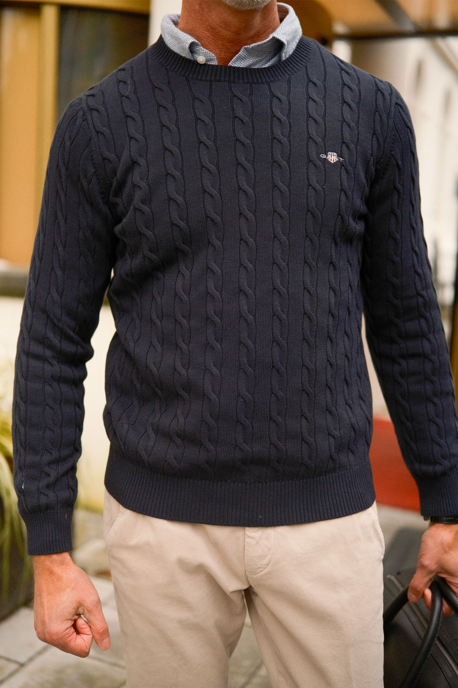 Cotton Cable C-Neck, Evening Blue - Bilde 5