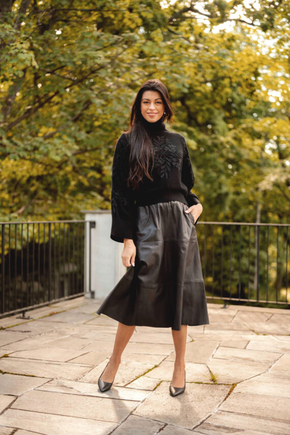 Evelyn Leather Skirt, Mørk Brun