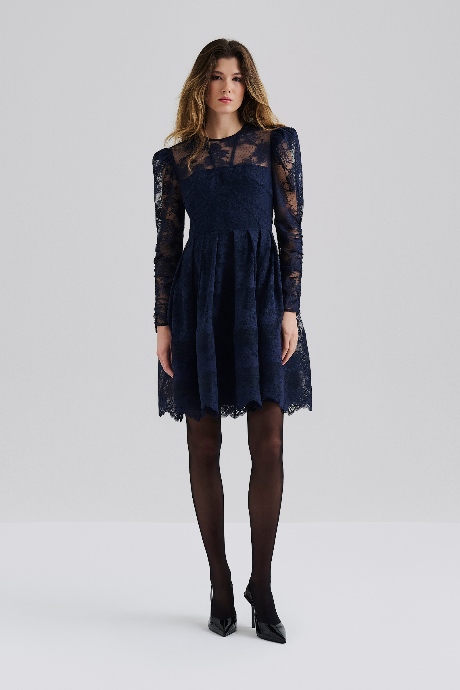 Leoni Lace Mini Dress, Dark Blue - Bilde 8