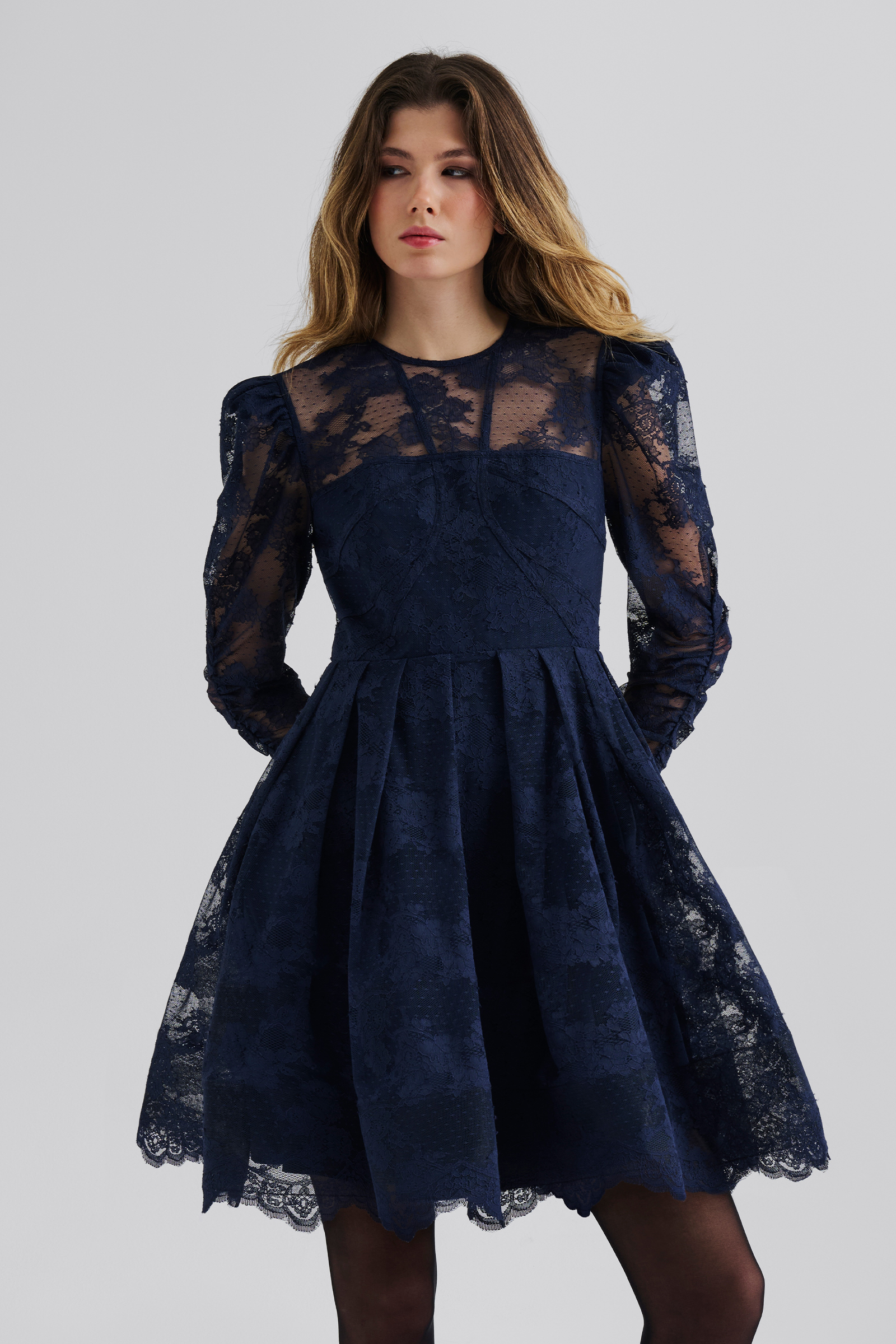 Leoni Lace Mini Dress, Dark Blue - Bilde 6