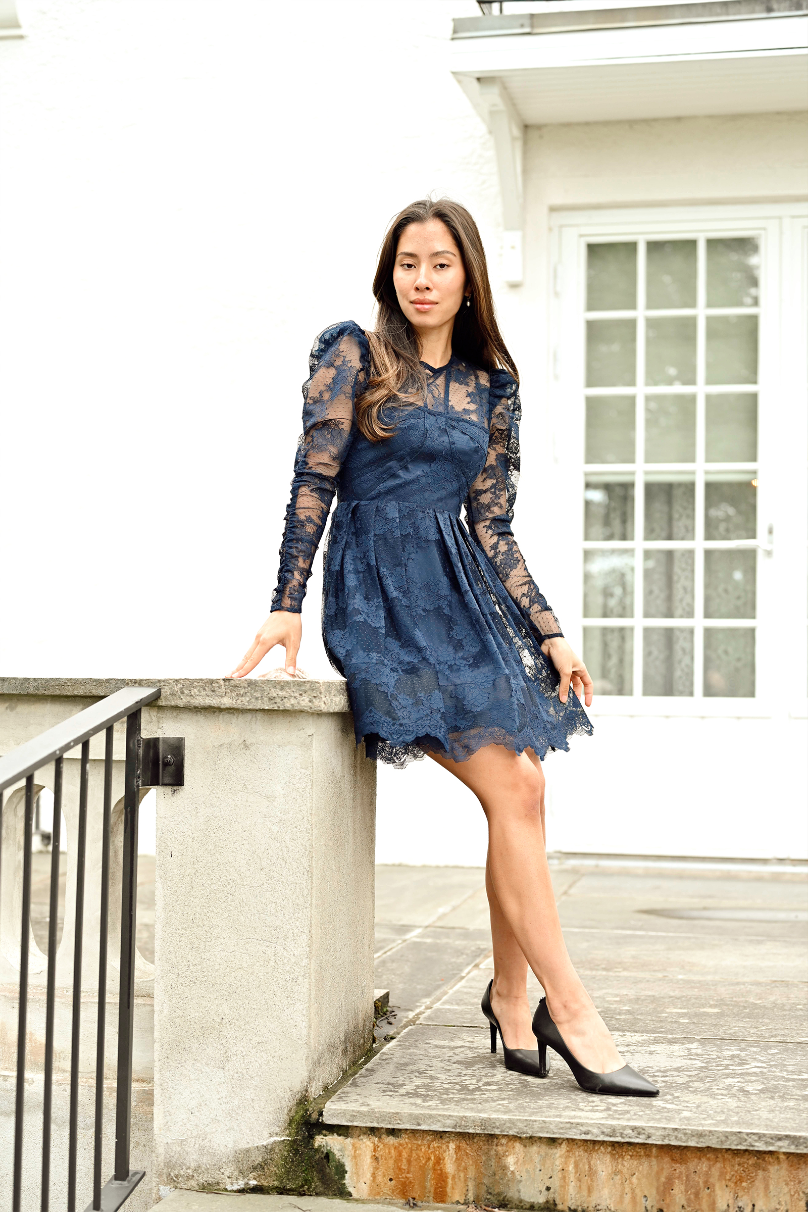 Leoni Lace Mini Dress, Dark Blue - Bilde 5