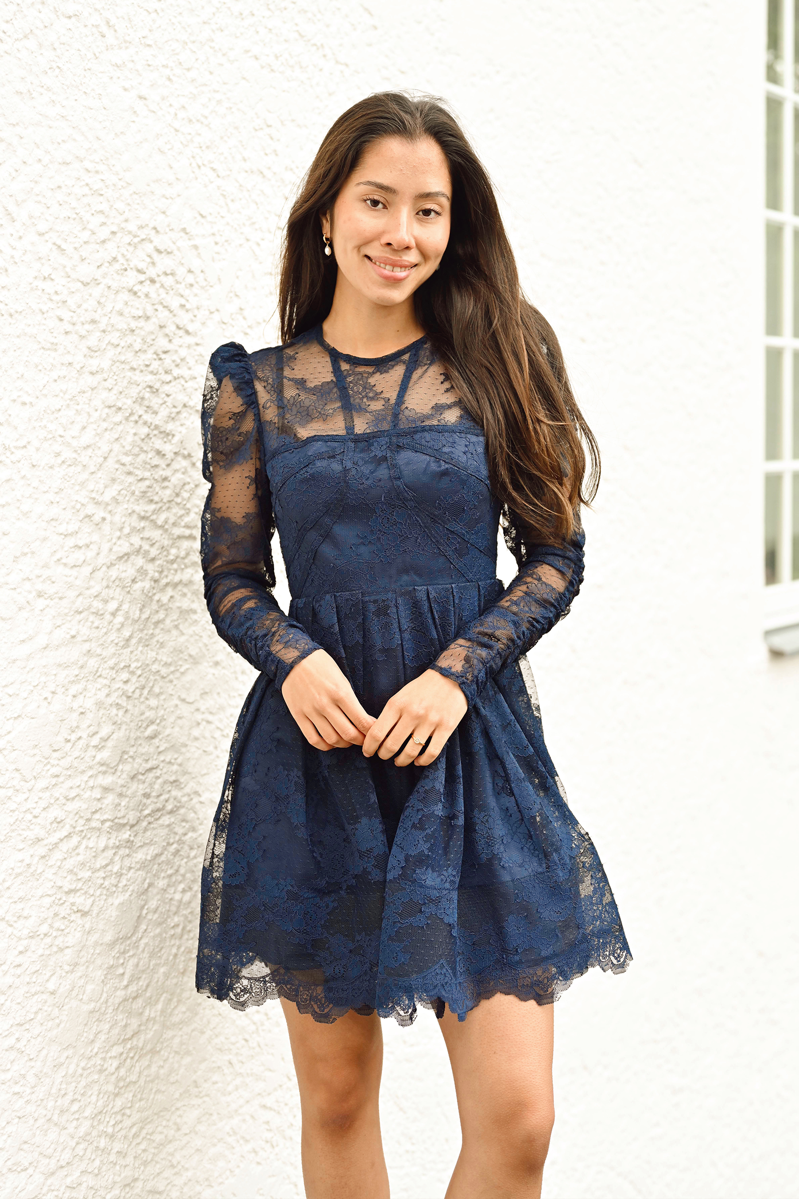 Leoni Lace Mini Dress, Dark Blue - Bilde 3