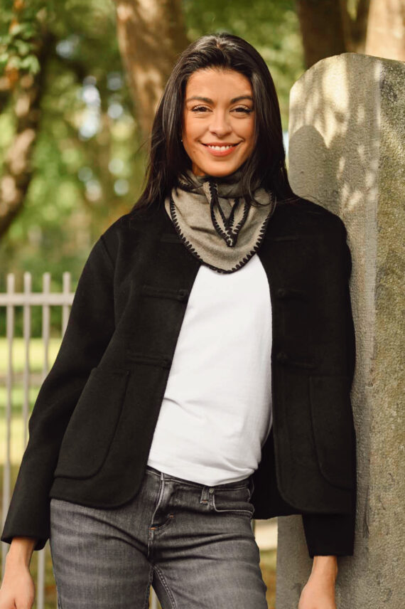 Mina Stiched Merino Scarf, Wood