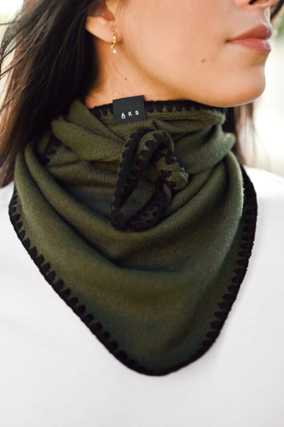 Mina Stiched Merino Scarf, Army