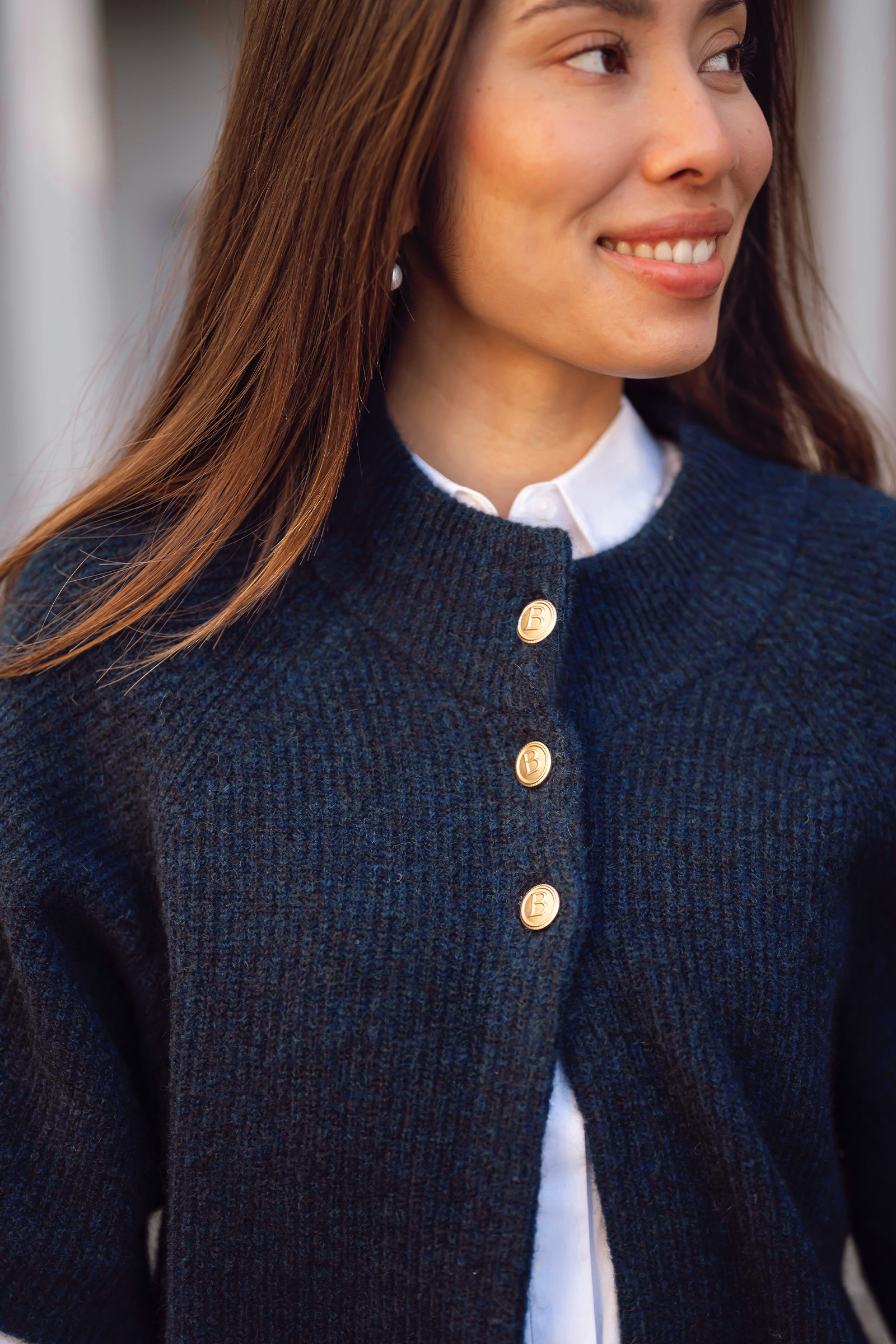 Vilanie Cardigan, Dark Blue Melange - Bilde 10