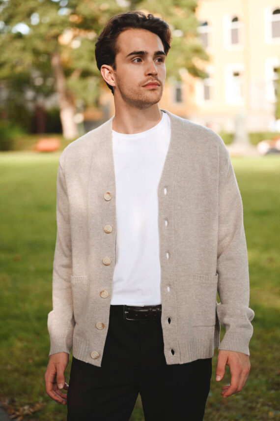Cardigan Misto Cashmere, Beige
